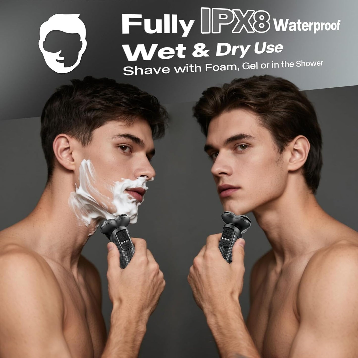 Electric Razor for Men - 3D Flex Blades, Pop-Up Trimmer, IPX8 Waterproof | Sleek Gunmetal Finish