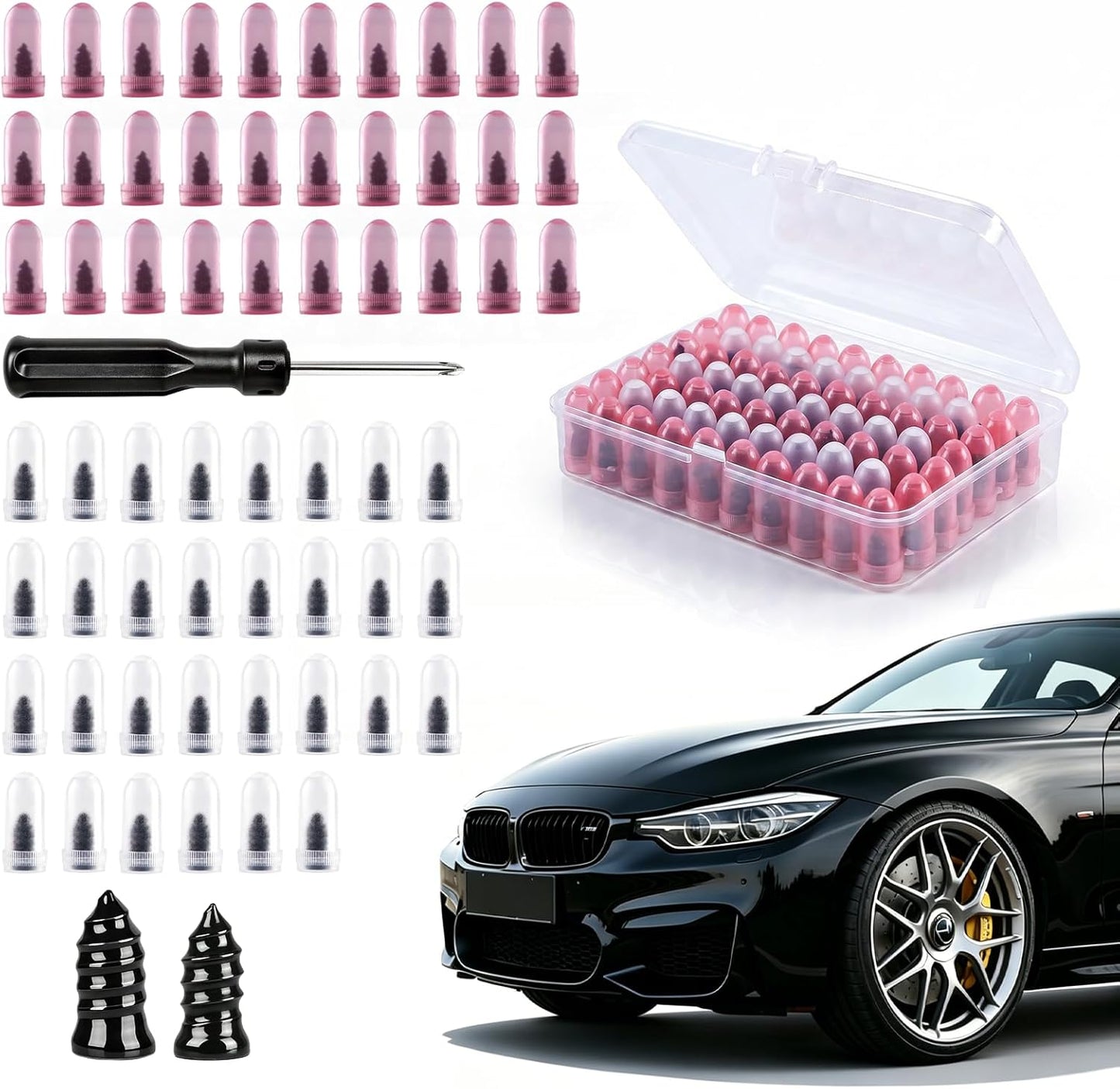 Tire Plug Kit - 30 Pcs Professional Grade Emergency Repair Set | Includes Screwdriver for Cars, Trucks, Motorcycles, Bicycles