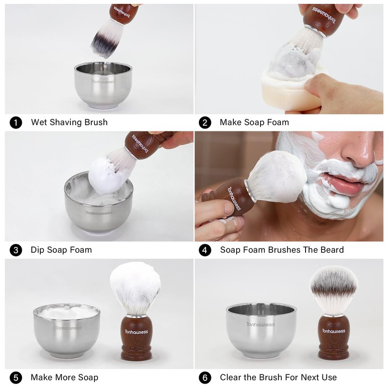 Synthetic Nylon Shaving Brush Wood Crafted Handle Shaving Brushes for Men, Handmade Beard Shave Brush for Gift