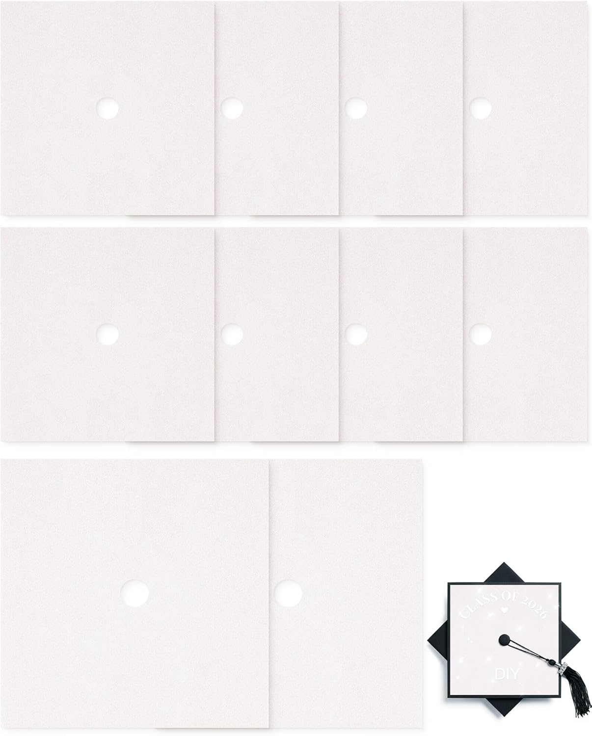 White Glitter Cardstock for Graduation Cap Decorations - 10 Pcs | 9.8 Inch DIY Grad Hat Topper