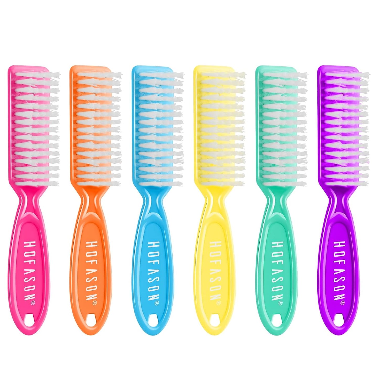Nail Brush Set - 6 Pack Cleaning Brushes for Fingernails & Toenails | Ergonomic Grip for Manicure & Pedicure (Black)