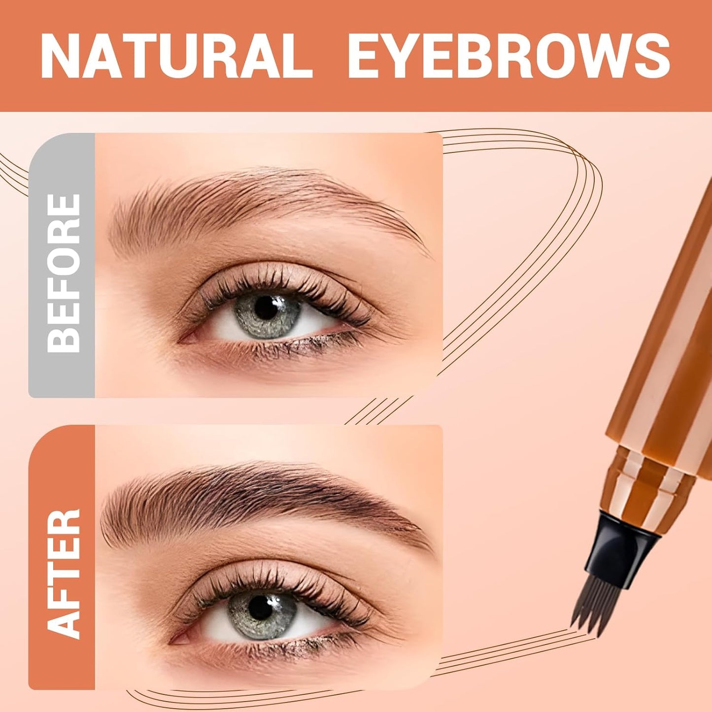 Microblading Eyebrow Pencil - 2026 Upgraded Contouring Tool with Micro-Fork Tip | Premium 3D Waterproof, Dark Brown