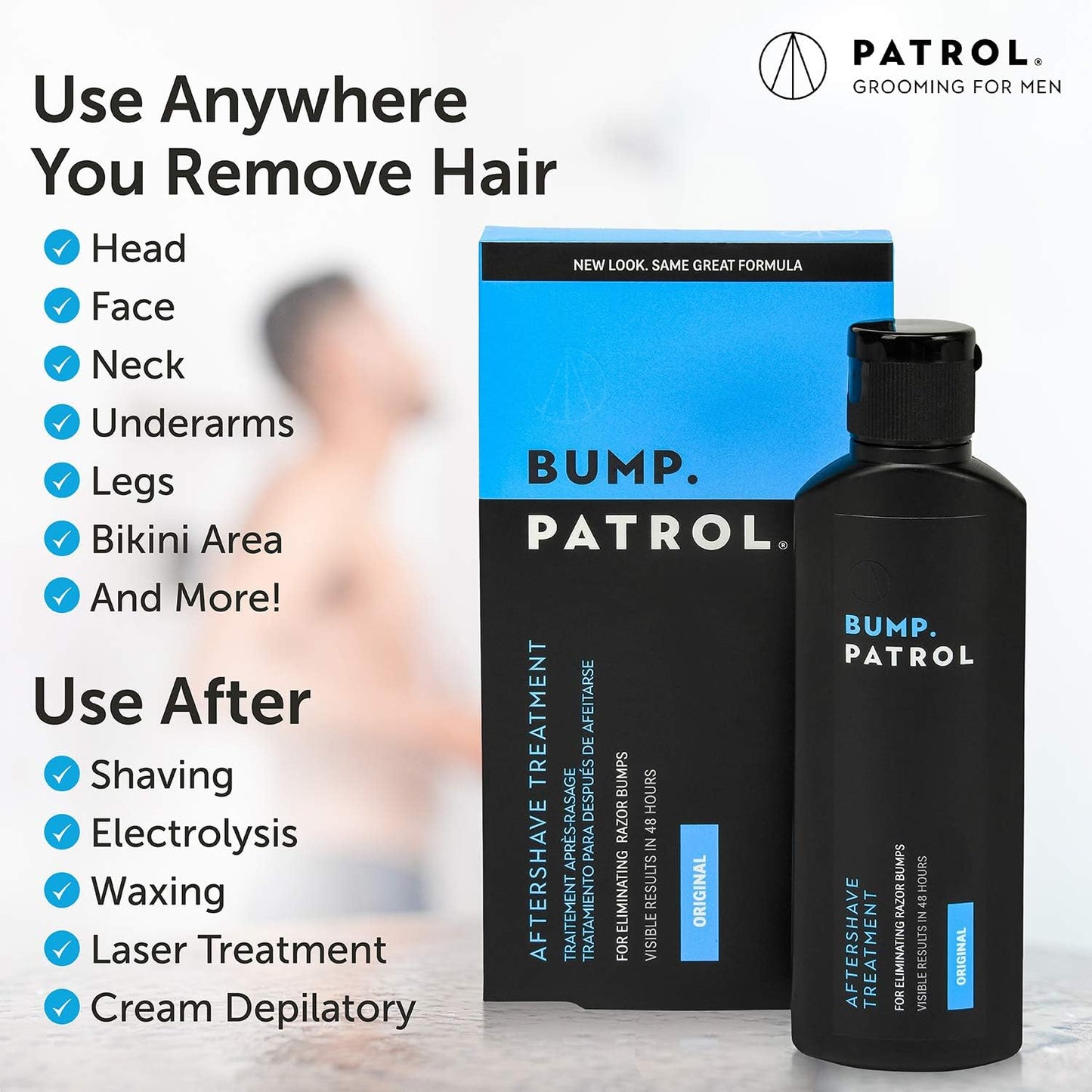 Bump Patrol Original Formula Aftershave Treatment Serum – Razor Bump Stopper and Ingrown Hair Treatment for Men and Women, Ingrown Hair Serum with Salicylic Acid - 4 oz (Pack of 2)