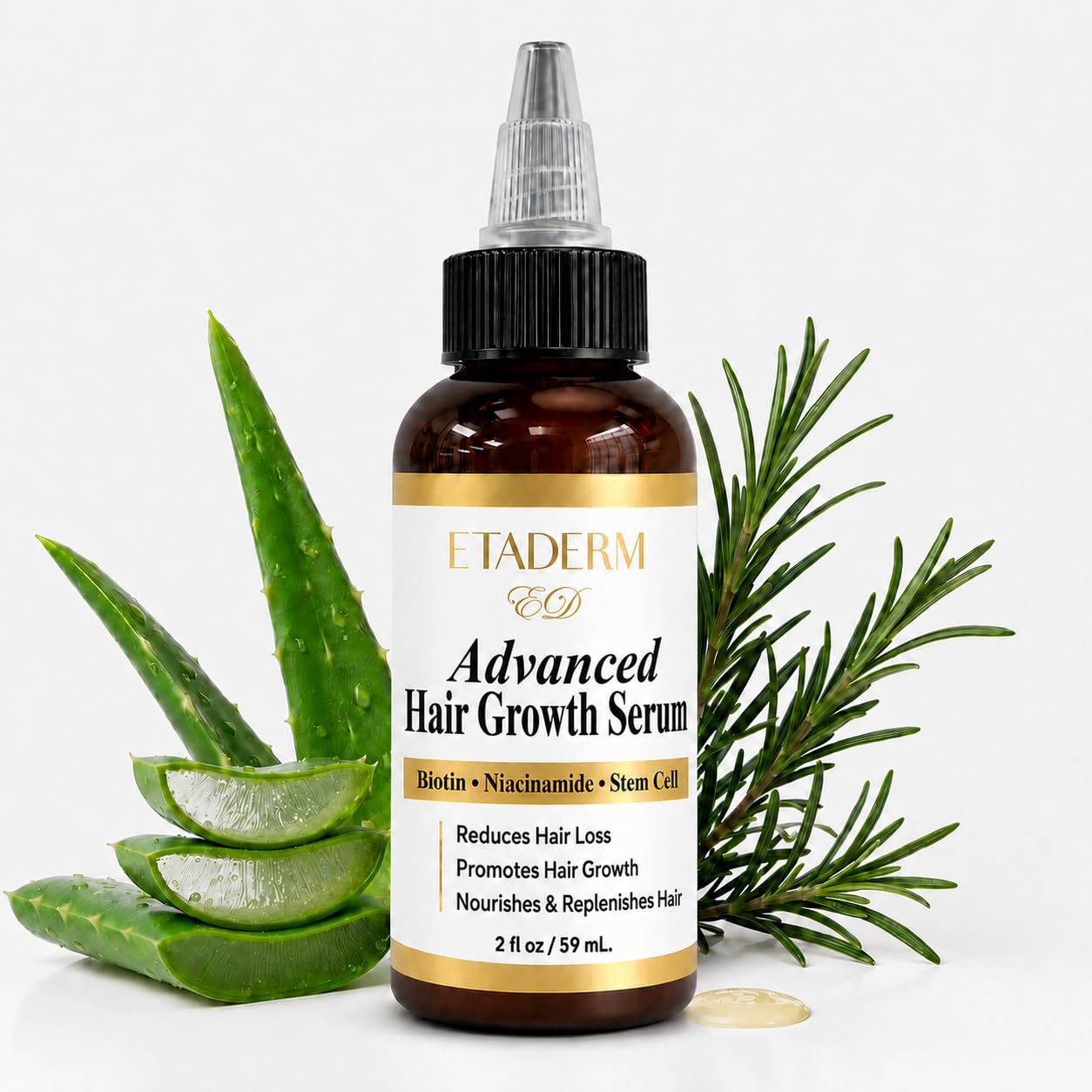 ETADERM Advanced Hair Growth Serum - Hair Growth Oil with Aloe Vera Biotin, Caffeine & Keratin - Hair Oils Stimulates Growth, Moisturizes & Conditions Scalp - Hair Serum for Thicker Fuller Hair 60ml