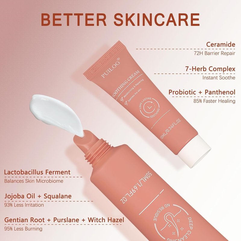 Gentle Facial Hair Removal Cream Kit for Women Face Sensitive Skin - Painless Depilatory Cream for Upper Lip Chin with Soothing Cream & Spatula, 4 Min Flawless At-Home Hair Remover, 2.37 Fl.Oz