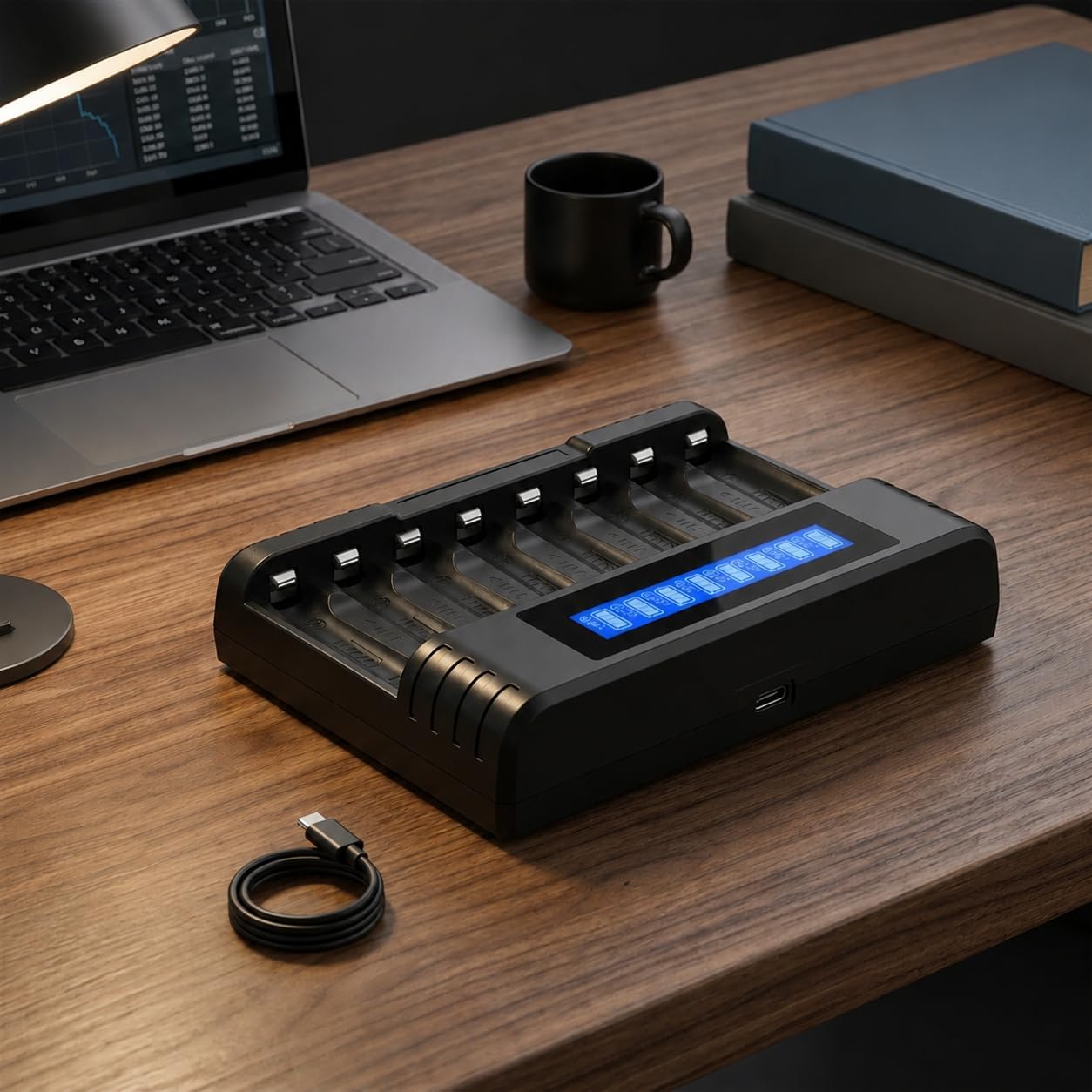 Smart Battery Charger - 8-Slot LCD Display for Fast Simultaneous Charging | AA AAA Ni-MH Li-ion Support