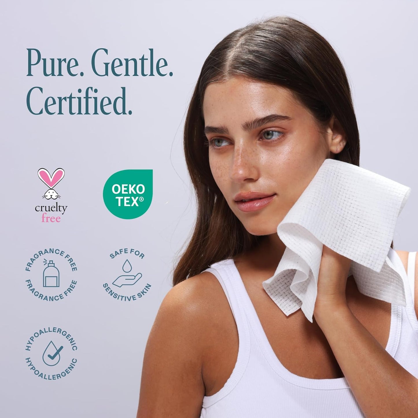 Clean Face Towels XL - Ultra-Absorbent Hypoallergenic Makeup Remover Wipes | 50 Ct, Soft & Hygienic for All Skin Types