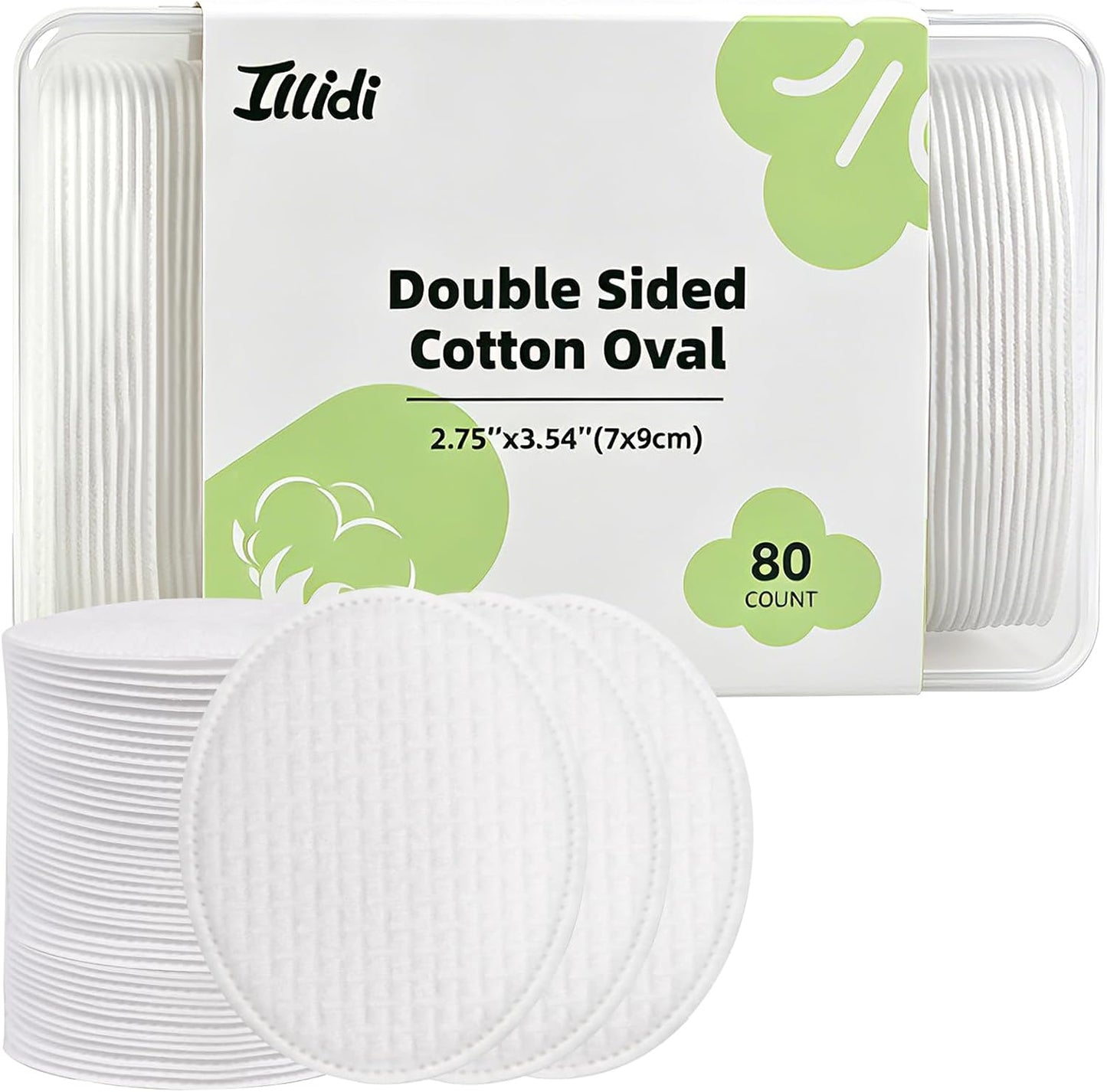 Large Oval Cotton Pads - Multi-Layer Dual-Sided for Makeup Removal & Cleansing | 80 Count