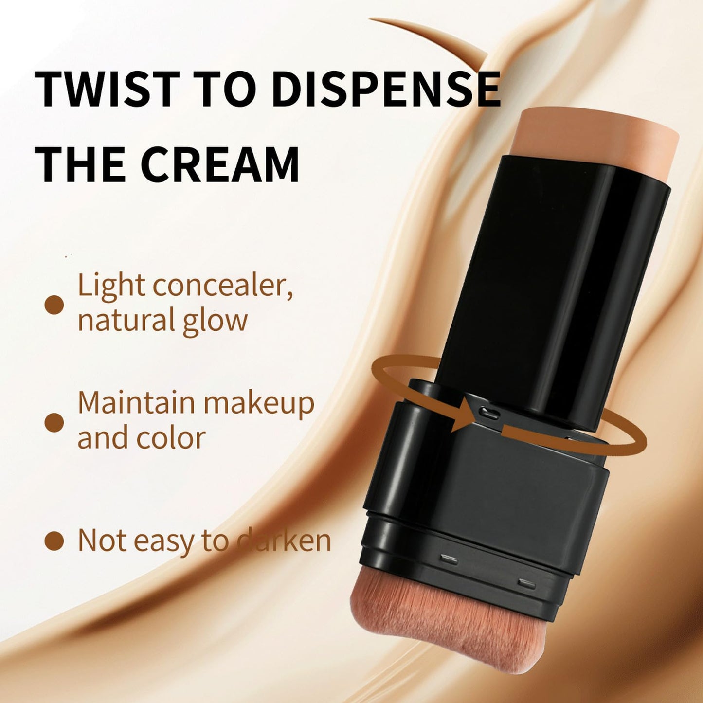 Foundation Stick, 2 in 1 Dual-Ended Long-Lasting Concealer Korean Foundation Contour Stick, Waterproof Contouring foundation with Brush, Full Coverage Matte Finish for Face Makeup(01#IVORY)