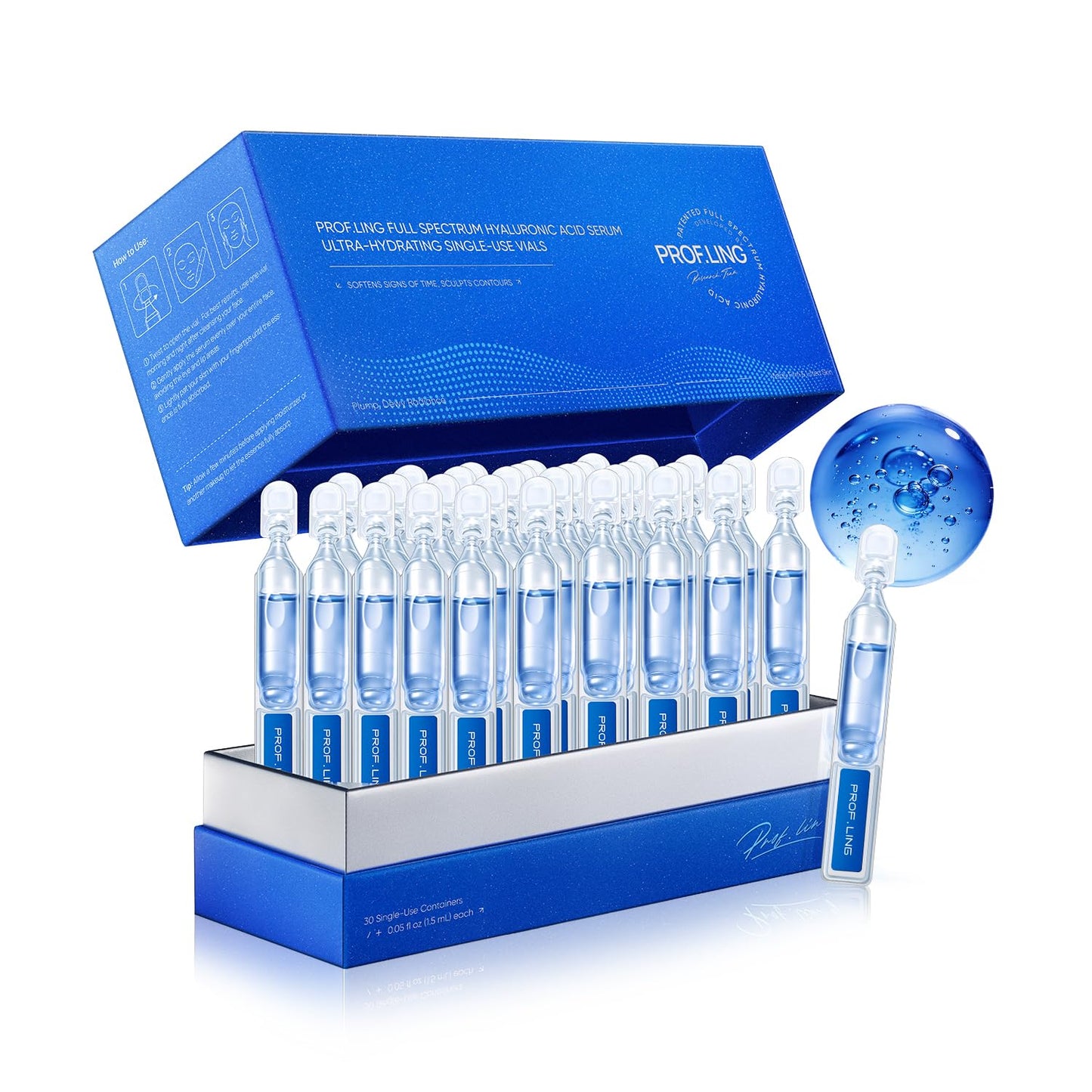 PROFLING Hyaluronic Acid Serum with Copper Peptides, Post-Microneedling Hydrating & Soothing Face Serum for Sensitive, Redness-Prone Skin, Barrier Support, Single-Use Vials 30PCS
