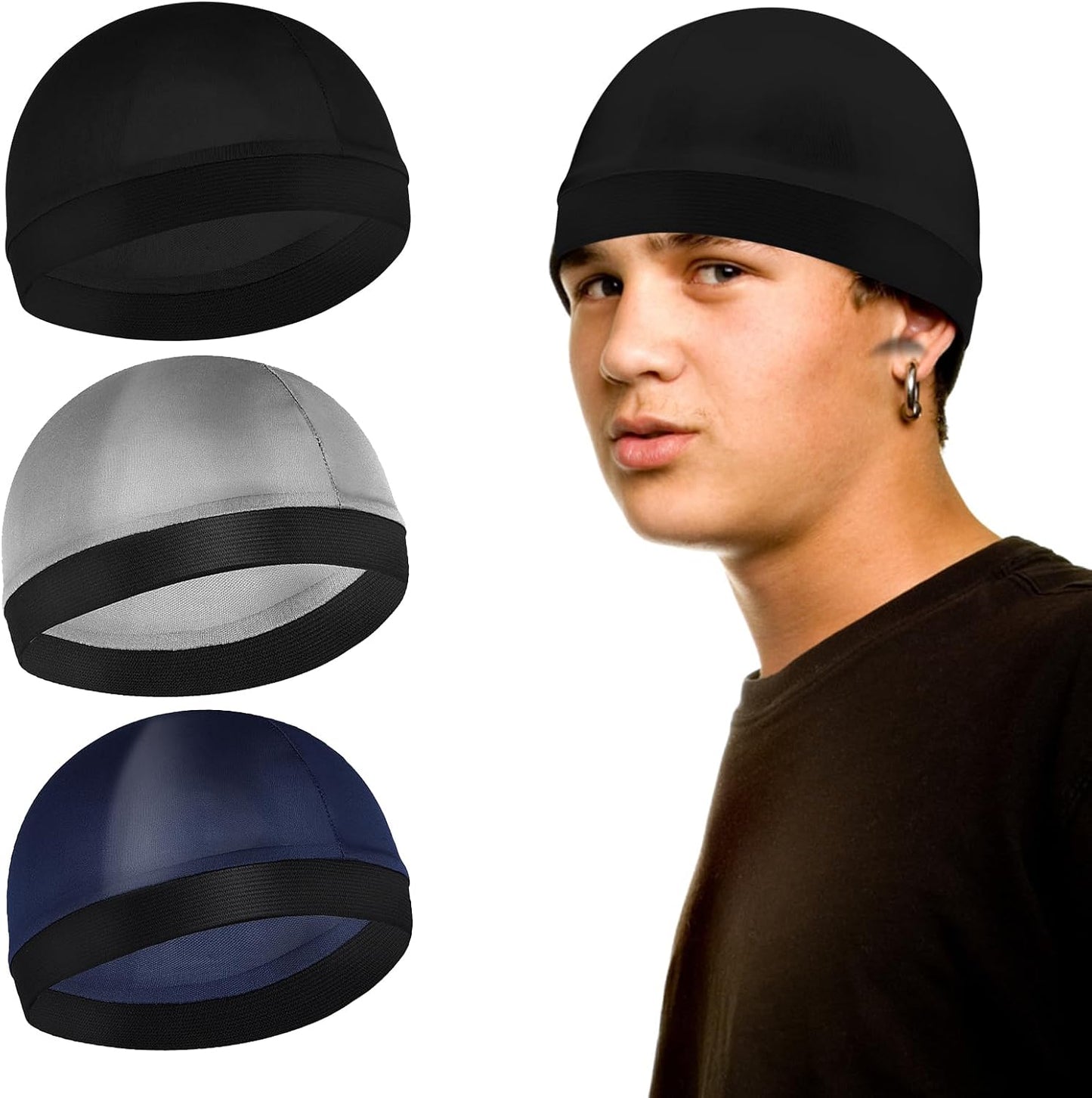 Sibba Unisex Satin Silky Wave Caps - 3 Pack for 360, 540, 720 Waves | Durable Elastic Band Beanie