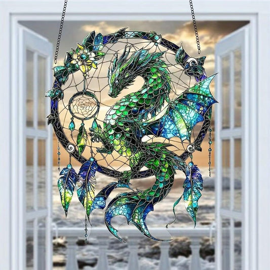 Acrylic Magic Dragon Dream Catcher - Colorful Wall Hanging for Home Decor | Unique Car Decoration