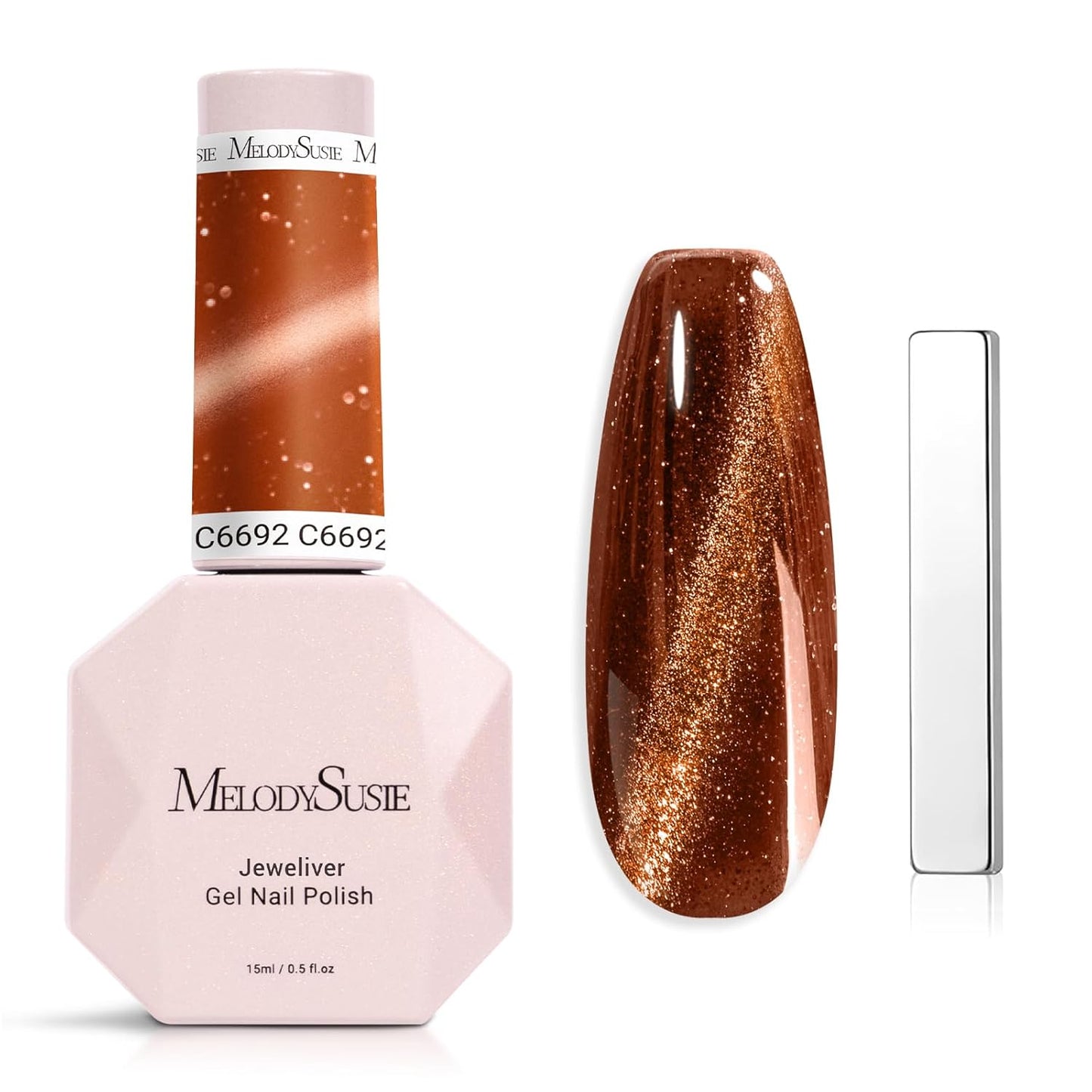 MelodySusie Cat Eye Gel Nail Polish - Burgundy Red Glitter Holographic | 0.5 Fl Oz UV Nail Art