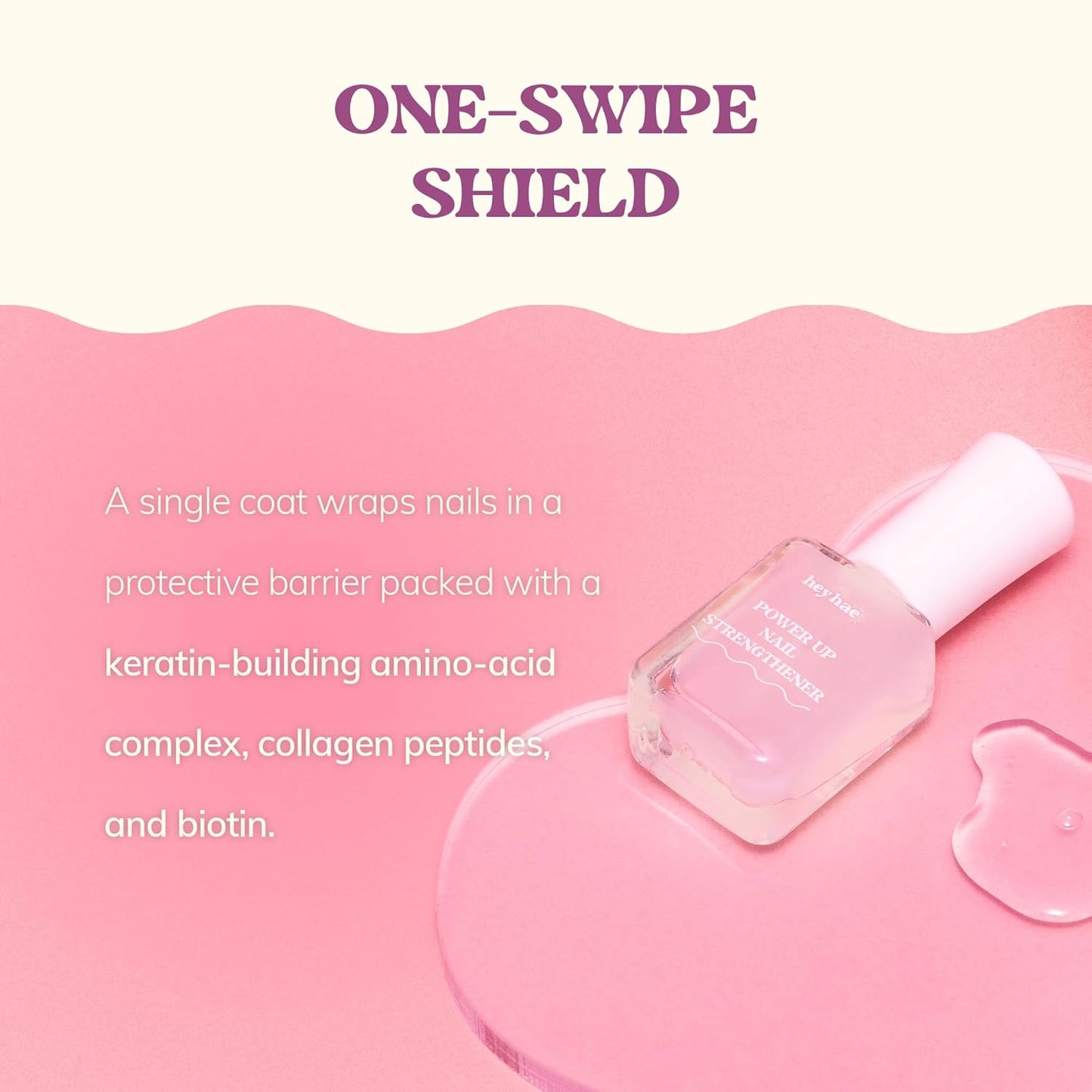 Heyhae Power Up Nail Strengthener - Daily Care for Weak, Damaged Nails | 0.23 fl. oz. Keratin Formula