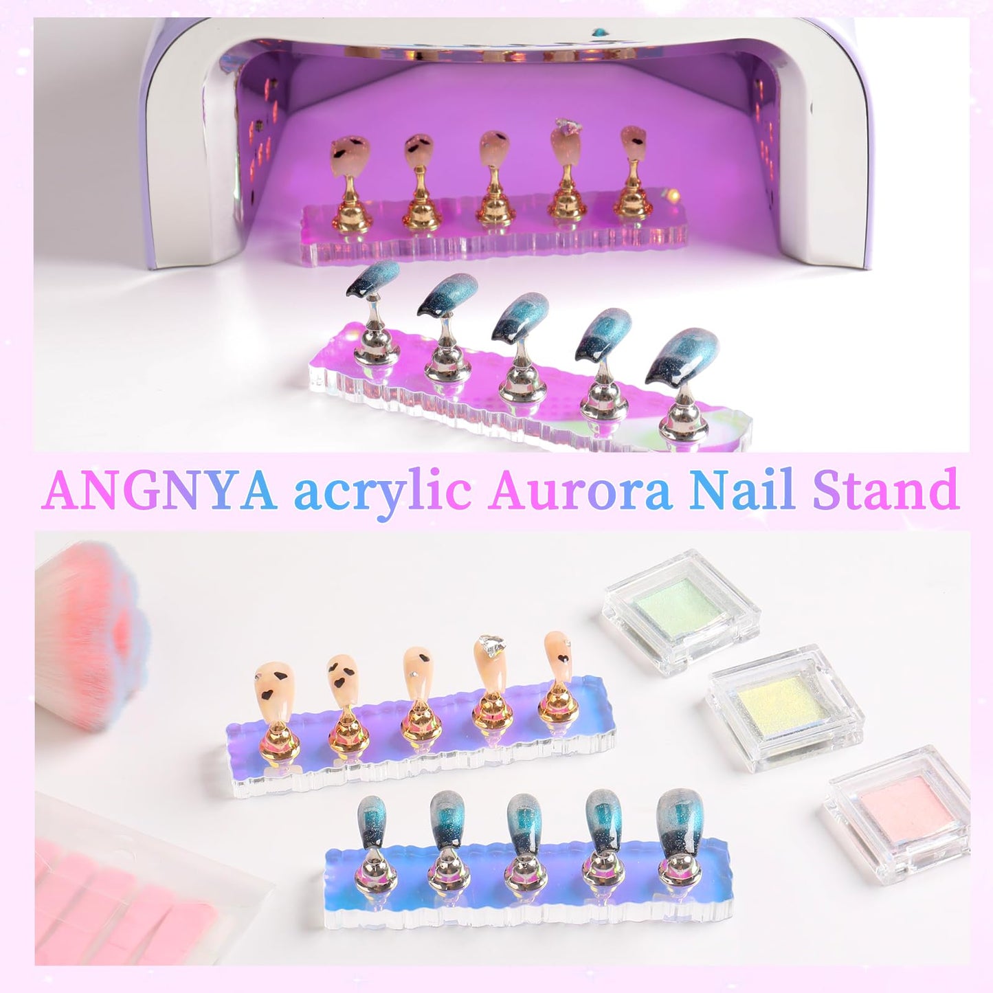 Nail Holder for Painting Nail Stand for Press on with 96 Pcs Reusable Sticky Putty Nail Display Stand Nail Hand Practice Magnetic Nail Art Tools for Homes and Salons