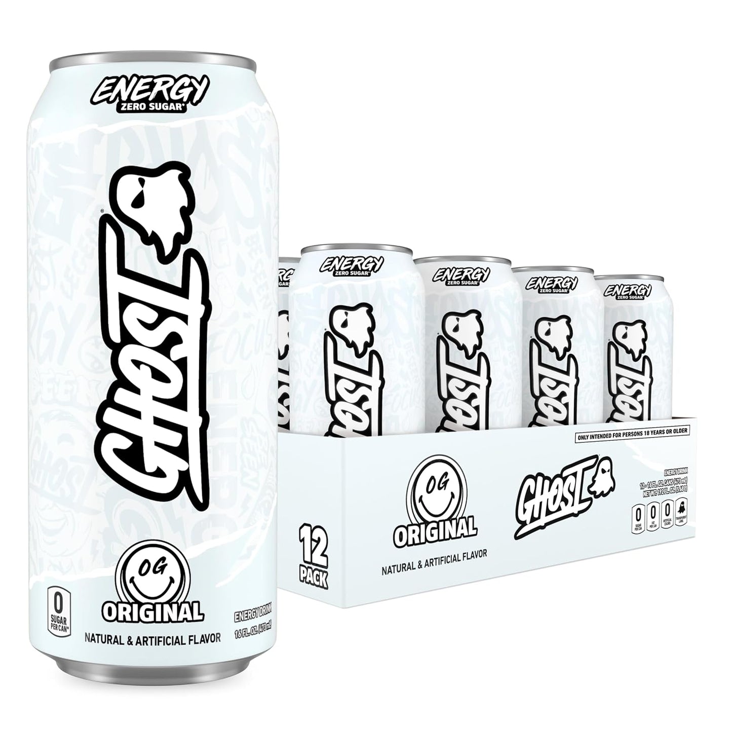 GHOST Energy Drink - 12-Pack Welch's Grape 16oz Cans | Natural Caffeine, Vegan & Gluten-Free Energy Boost