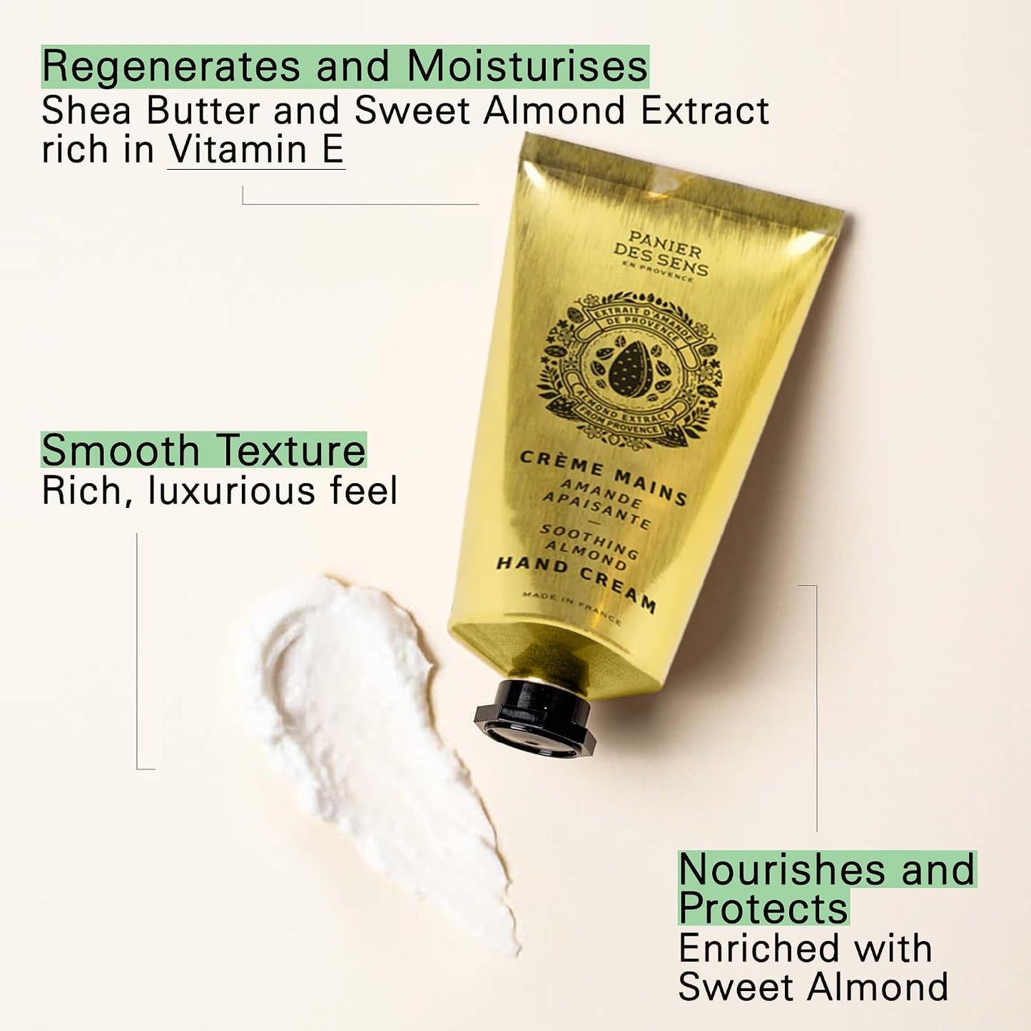 Sweet Almond Hand Cream - Moisturizing Lotion for Dry Skin | 97% Natural Ingredients, 2.5 Fl Oz