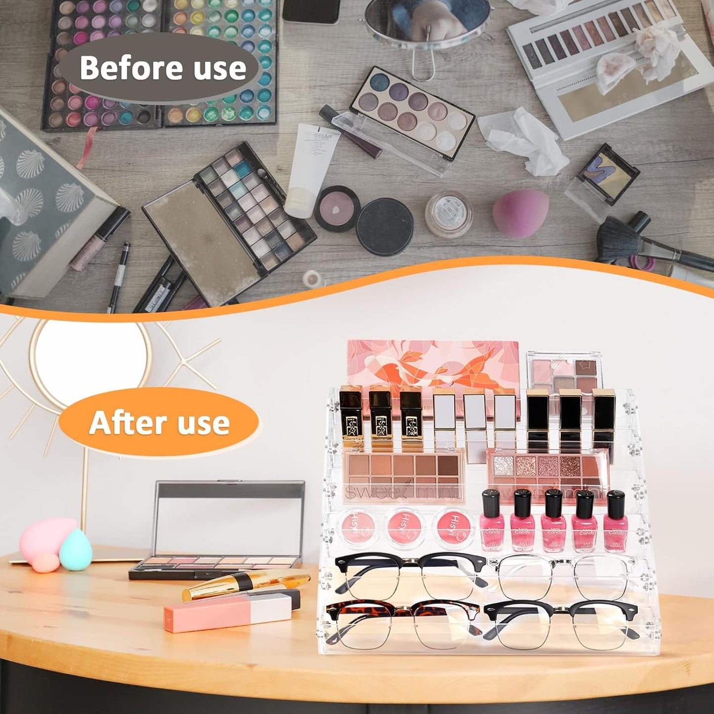 Acrylic Nail Polish Organizer Rack - 6-Tier Display Stand for 72 Bottles | Perfect for Salon or Home Decor