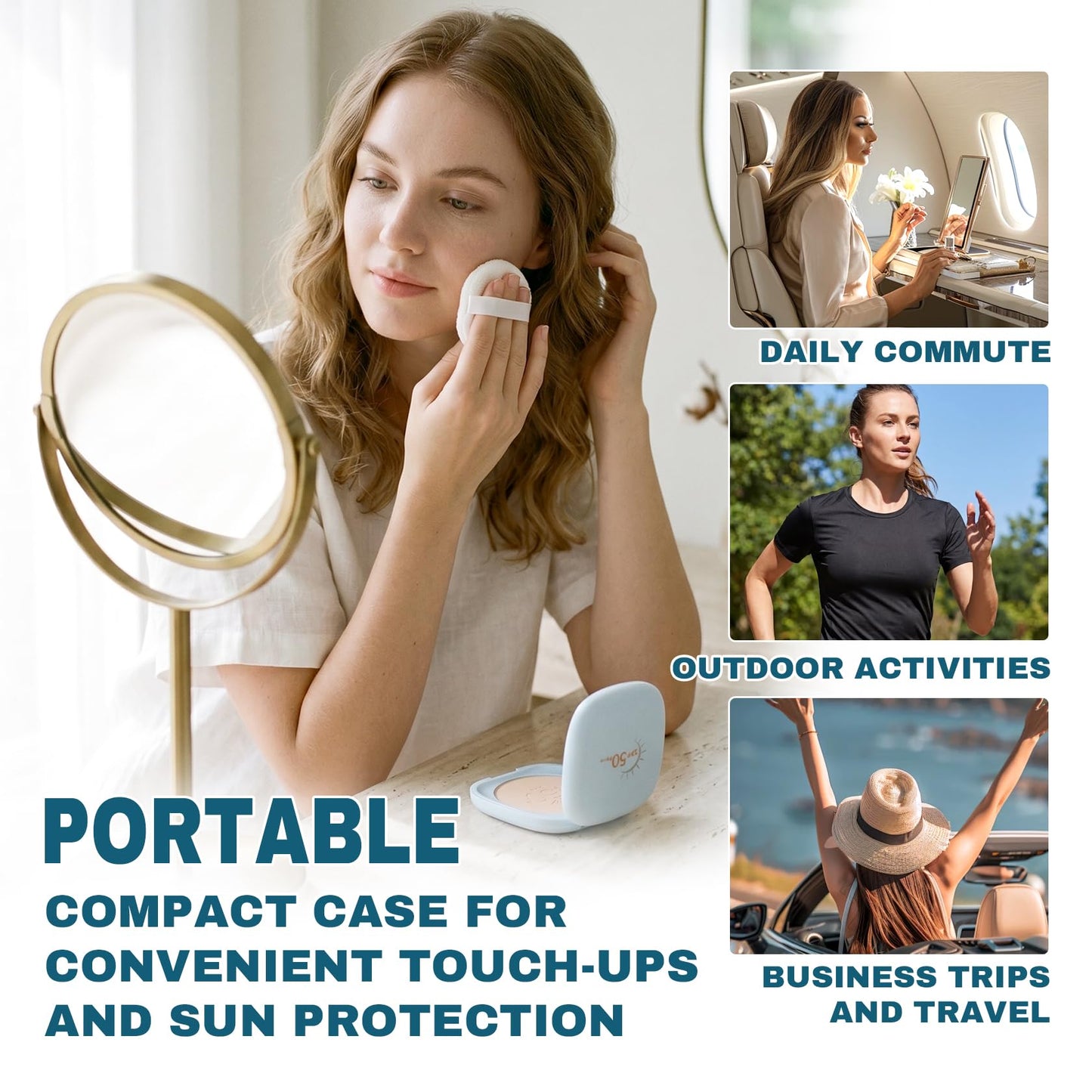 Face Powder Makeup Foundation,Lightweight Concealing Sunscreen Setting Face Pressed Compact with SPF 50,Oil-Control,Long-Lasting Pressed Powder Foundation,100g