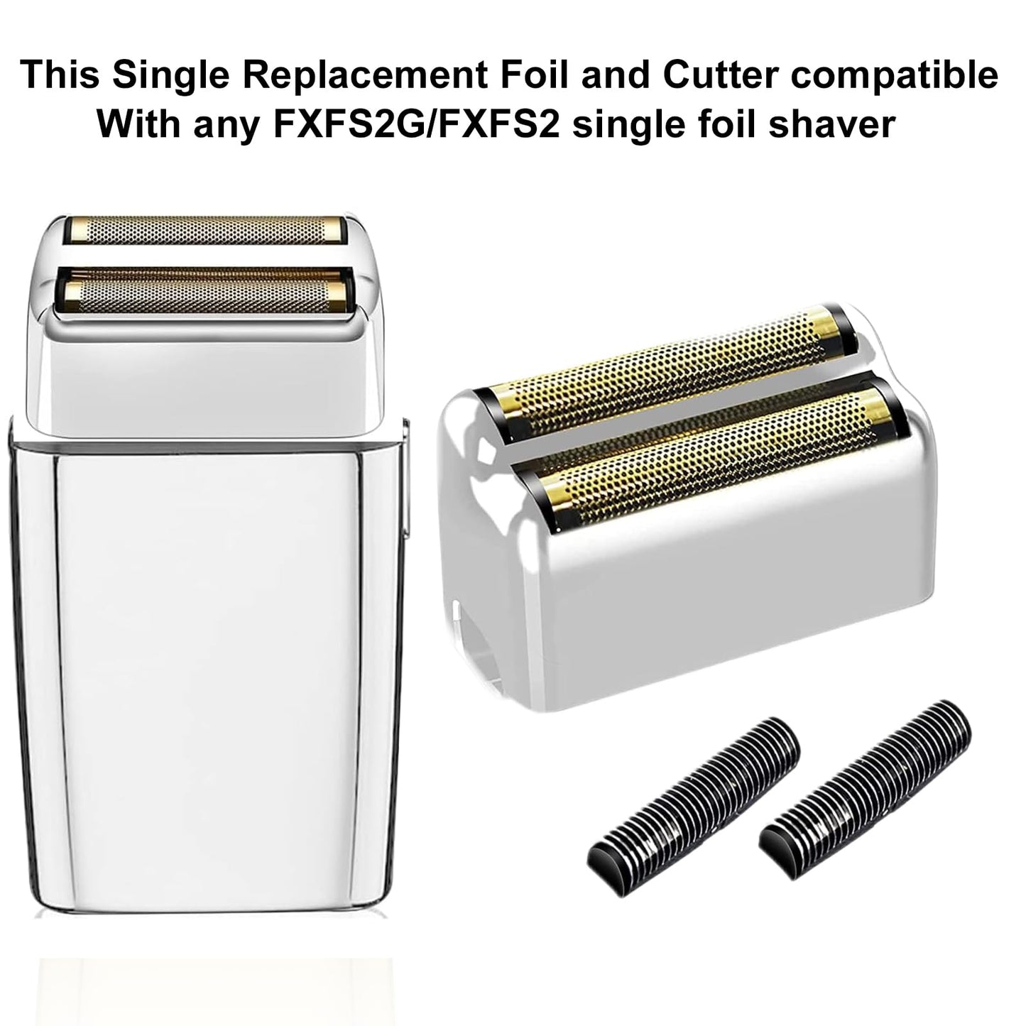 Silver Replacement blades Foil and Cutters Compatible with BaBylissPRO Barberology FXFS2 Shaver foil Replacement Heads(1 pack ）