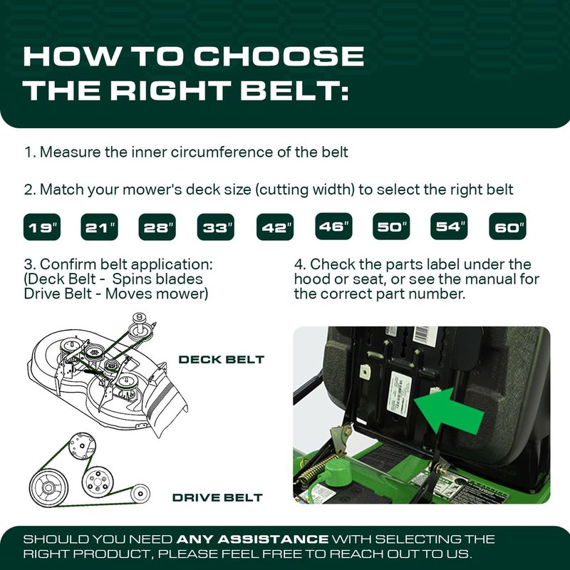 UDC Parts GX20072 John Deere 42 Inch Deck Belt Replace D110 L110 D105 E100 D130 S100 LA105 L100 D100 E130 L111 E110 E120 D125 125 LA135 LA110 S100 LA120 S120 LA125 UC32283 GY20570 Deck Belt / 104 inch