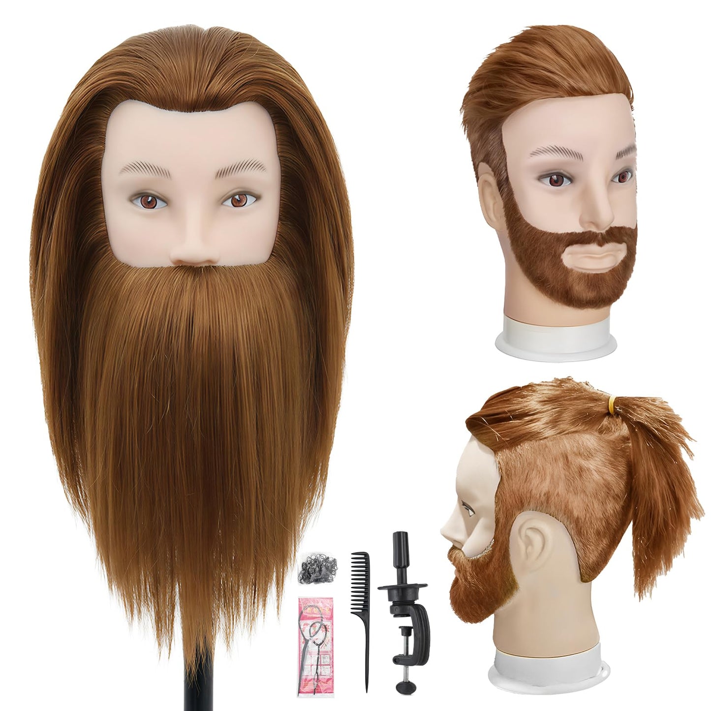 Male Mannequin Head with Hair,10" Barber Mannequin Head,Cosmetology Hairdresser Training Doll Manikin Head for Hair Styling and Practice -19