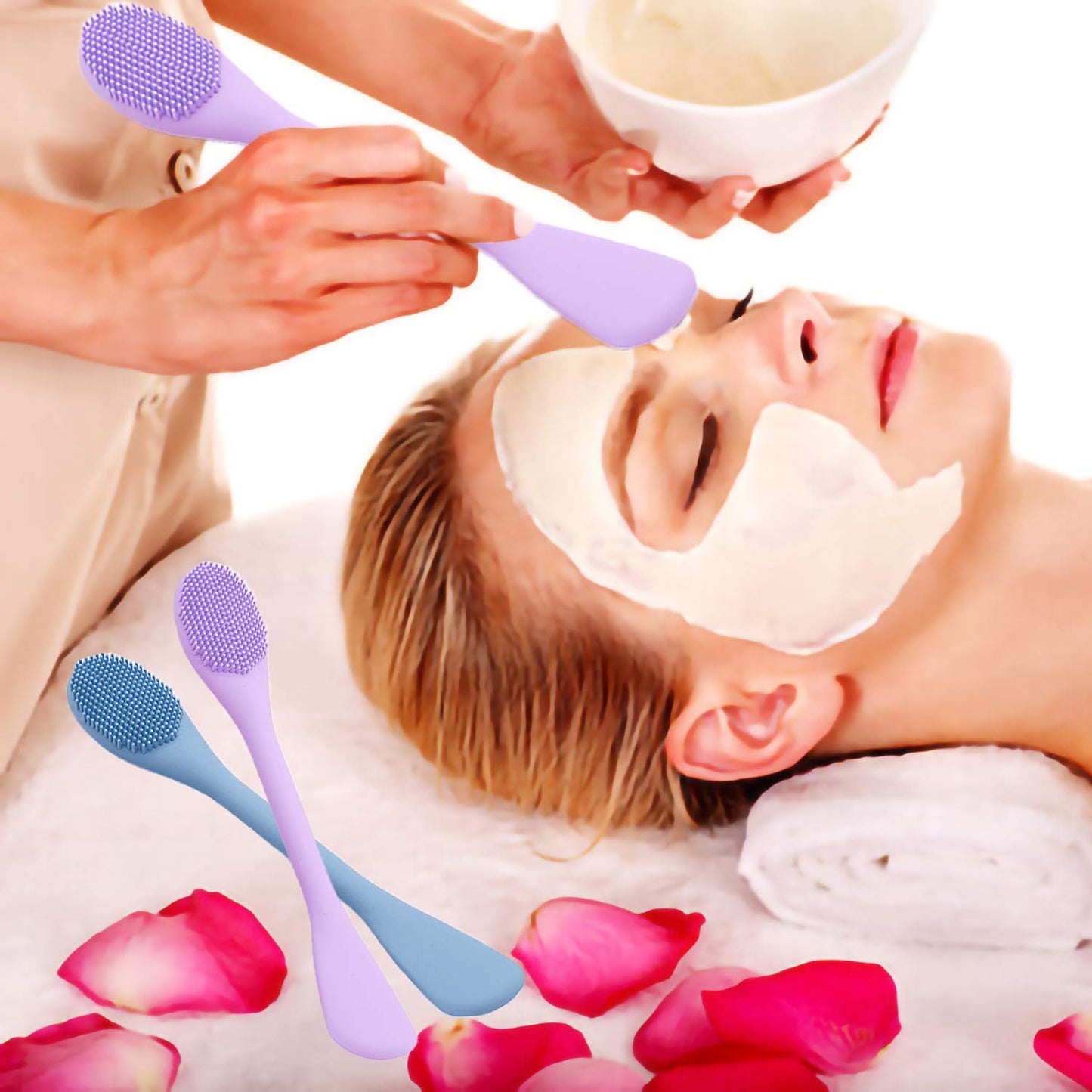 Silicone Face Mask Brush - Gentle Exfoliating Scrubber for Mud, Clay & Charcoal Masks | Applicator Tool