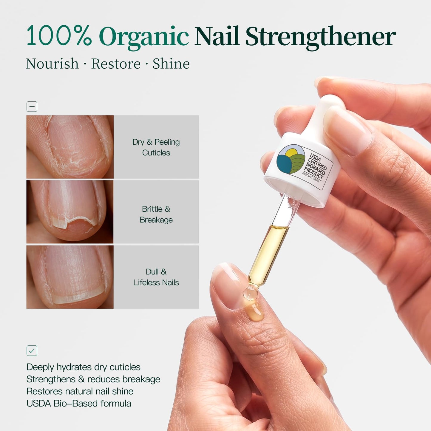 Apuree 100% Bio-Based Cuticle Oil: Nail Strengthener Growth Oil 1oz| Deep Moisture for Extra Dry Cuticles for Brittle Peel Breaking Thin Nails| Black Rose Extract| USDA Verified| Daily Nail Care|Vegan