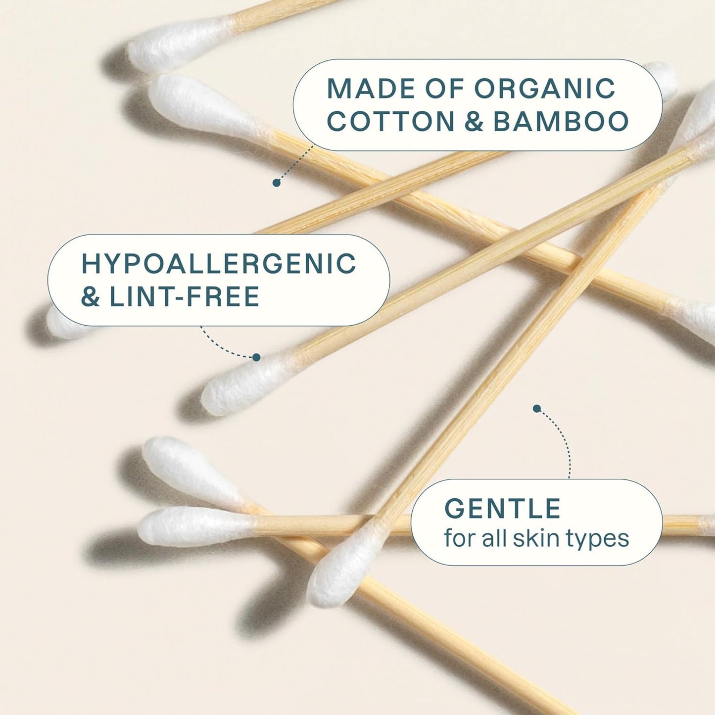 Organic Bamboo Cotton Swabs - 200 Count Hypoallergenic, Soft & Gentle Buds | Chlorine-Free Natural Cotton
