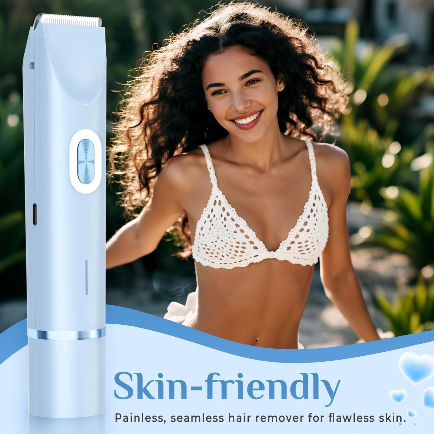 Mpotmiy 2-in-1 Electric Trimmer for Men, Dual Head Electric Razor, Waterproof Painless Bikini Shaver, Pubic Hair Trimmer for Private Area & Body Hair, Gifts for Men Women, Fathers Day Gifts，Blue