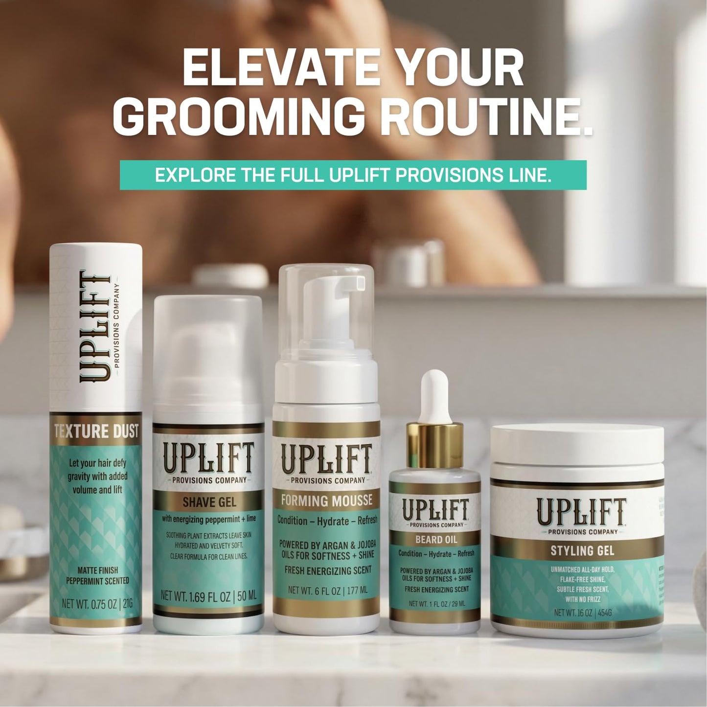 Uplift Provisions Beard Oil for Men – Softens & Hydrates, Reduces Dryness & Itch – Argan, Jojoba & Castor Beard Growth Oil – Lightweight, Non-Greasy, Peppermint & Lime Scent, 1 oz