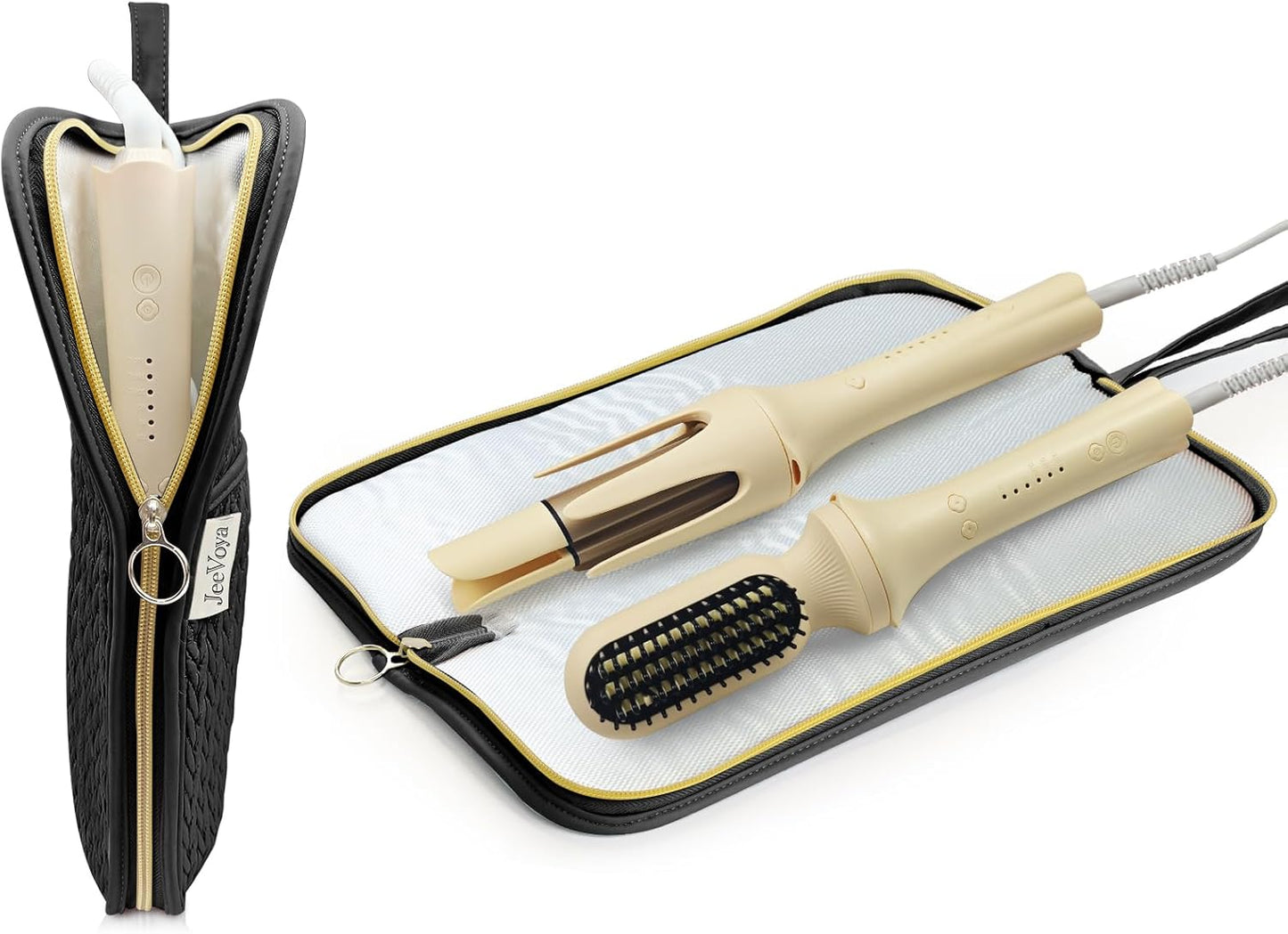 Hair Tools Organizer Bag - Heat Resistant Travel Case for Flat Irons & Curling Irons | Portable Black Pouch
