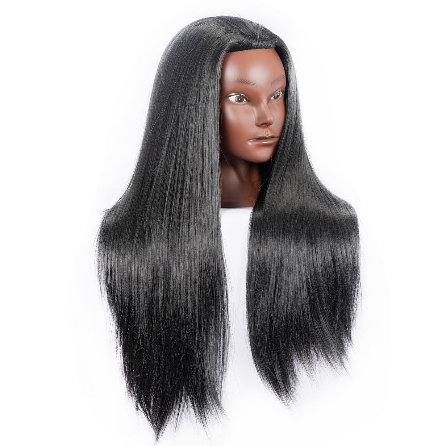 Mannequin Head for Hair Styling | Cosmetology Training Doll Head with Clamp Holder - Black