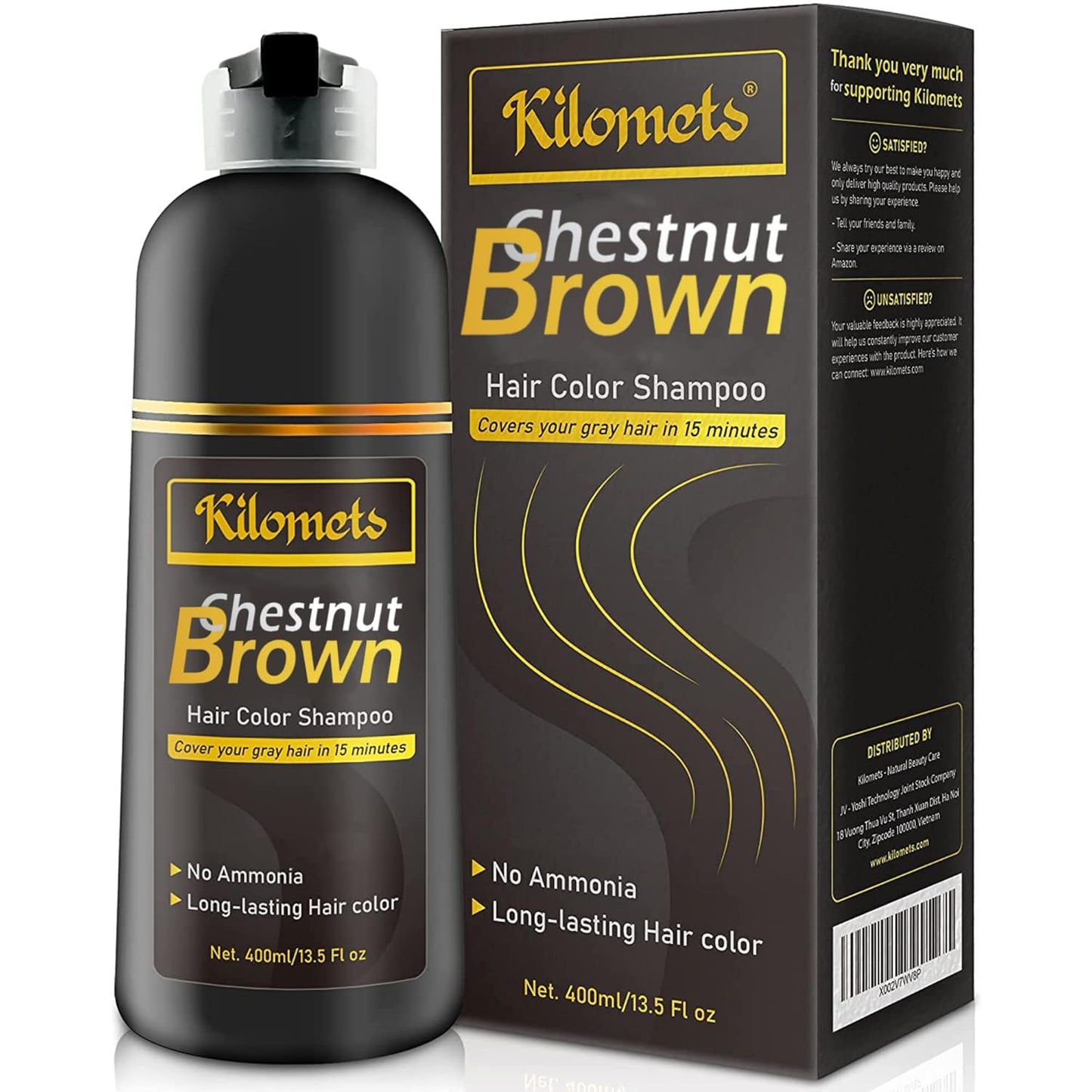 Chestnut Brown Hair Dye Shampoo - 3-in-1 Ammonia-Free Color for Grey Coverage | Instant Coloring Gift for Parents
