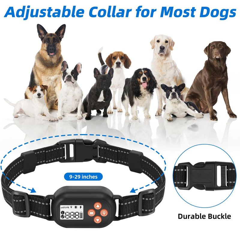 TTPet GPS Wireless Dog Fence, Electric Pet Fence System, IPX6 Waterproof Collar, Beep Vibration Shock Correction, for Dogs Over 18 Lbs