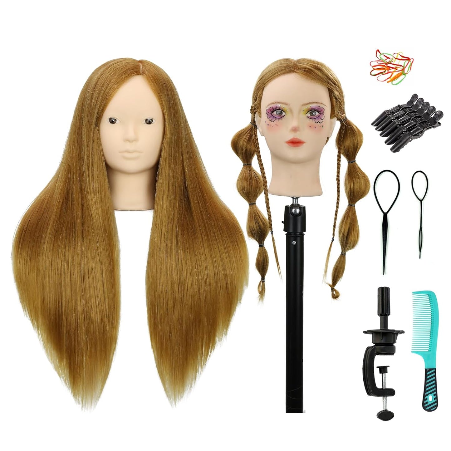 Realistic Human Hair Mannequin Head - 80% Real Hair for Hairdresser Training | 22-Inch Blonde Cosmetology Manikin