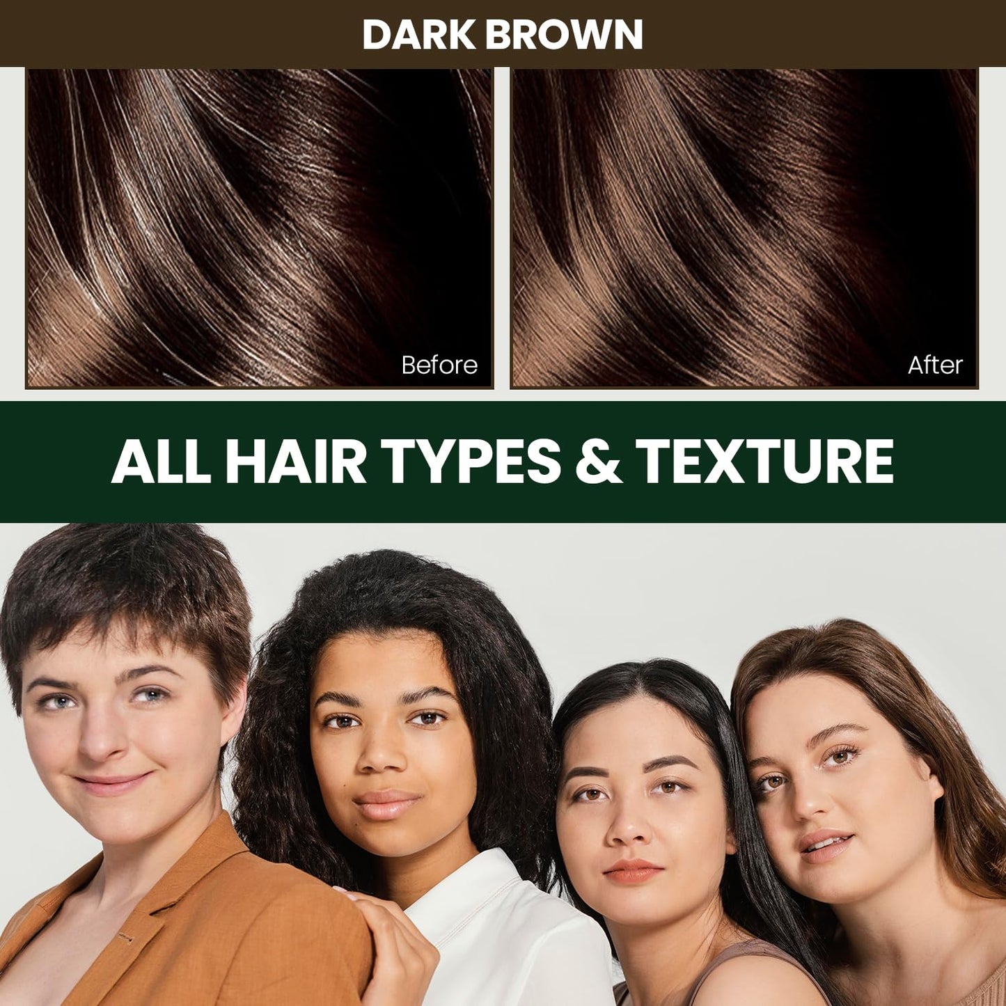 Gray Hair Root Touch Up Mascara - Dark Brown | Water-Resistant Brush-On Hair Tint with Black Bean Complex & Proteins