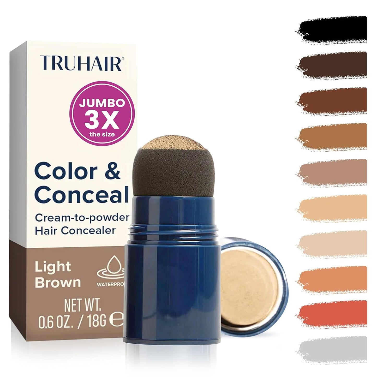 TRUHAIR Color & Conceal Waterproof Root Touch Up - Gray Coverage & Hairline Filling | Auburn Shade