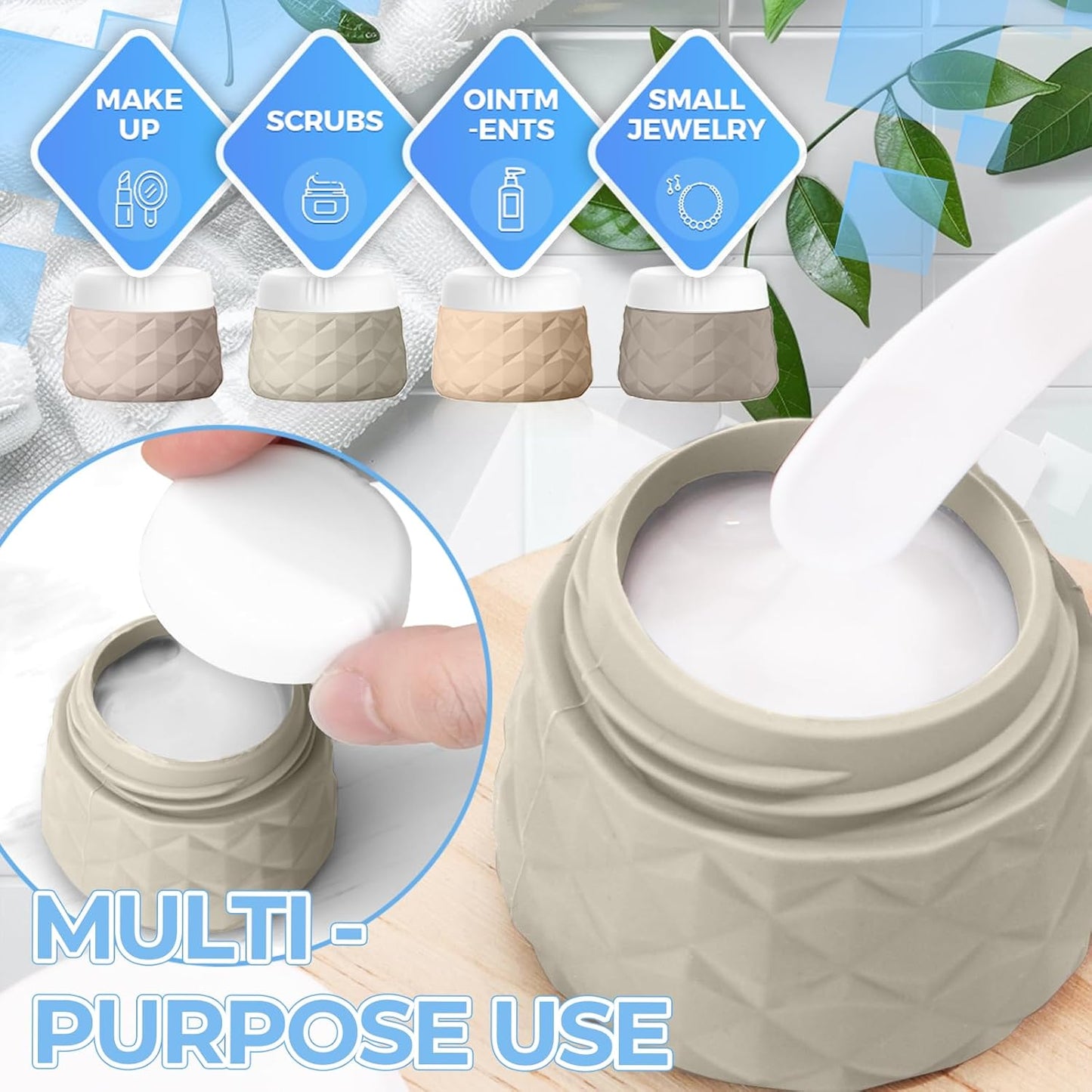 Travel Bottles Set - 16-Pack TSA Approved Silicone Toiletry Containers | Leak-Proof Refillable Bottles with Clear Bag (Cream)
