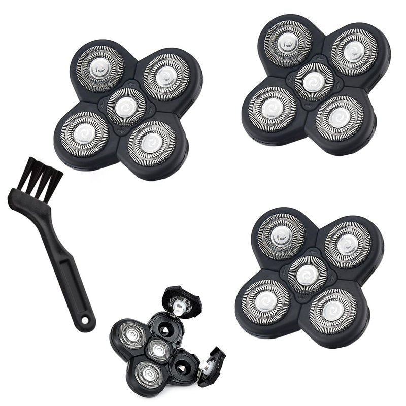 3 Pcs 5-Blade Universal Head Shaver for freebird replacement blades, Compatible with Freebird Shavers, Electric Shaver Refills for Bald Men with 1 Cleaning Brush (3 Pack)