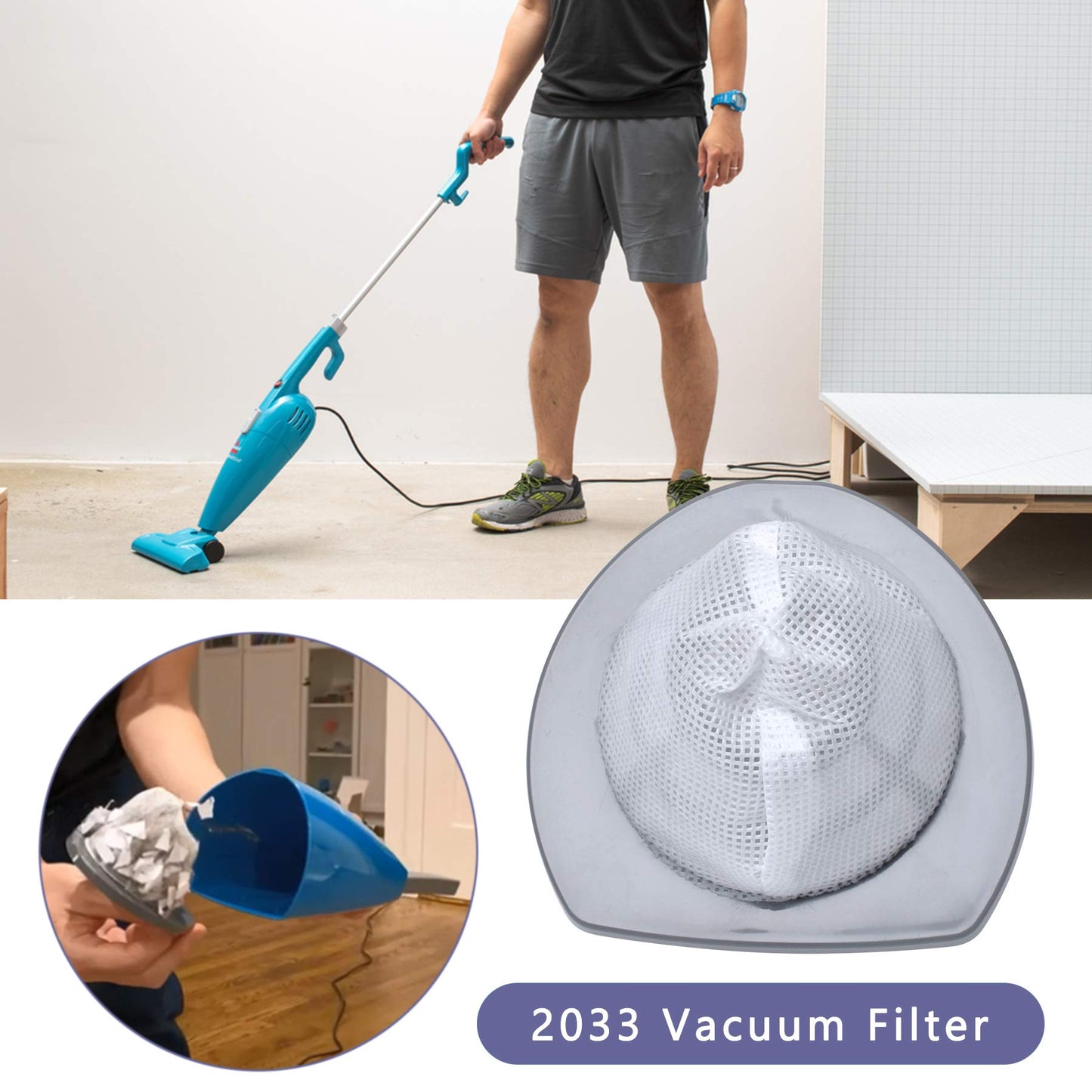 2033 Filter Replacement Compatible with Bissell Featherweight Stick Lightweight Bagless Vacuum 20331 20333 20334 20336 20339 2033M Series 1611508,Pack of 4