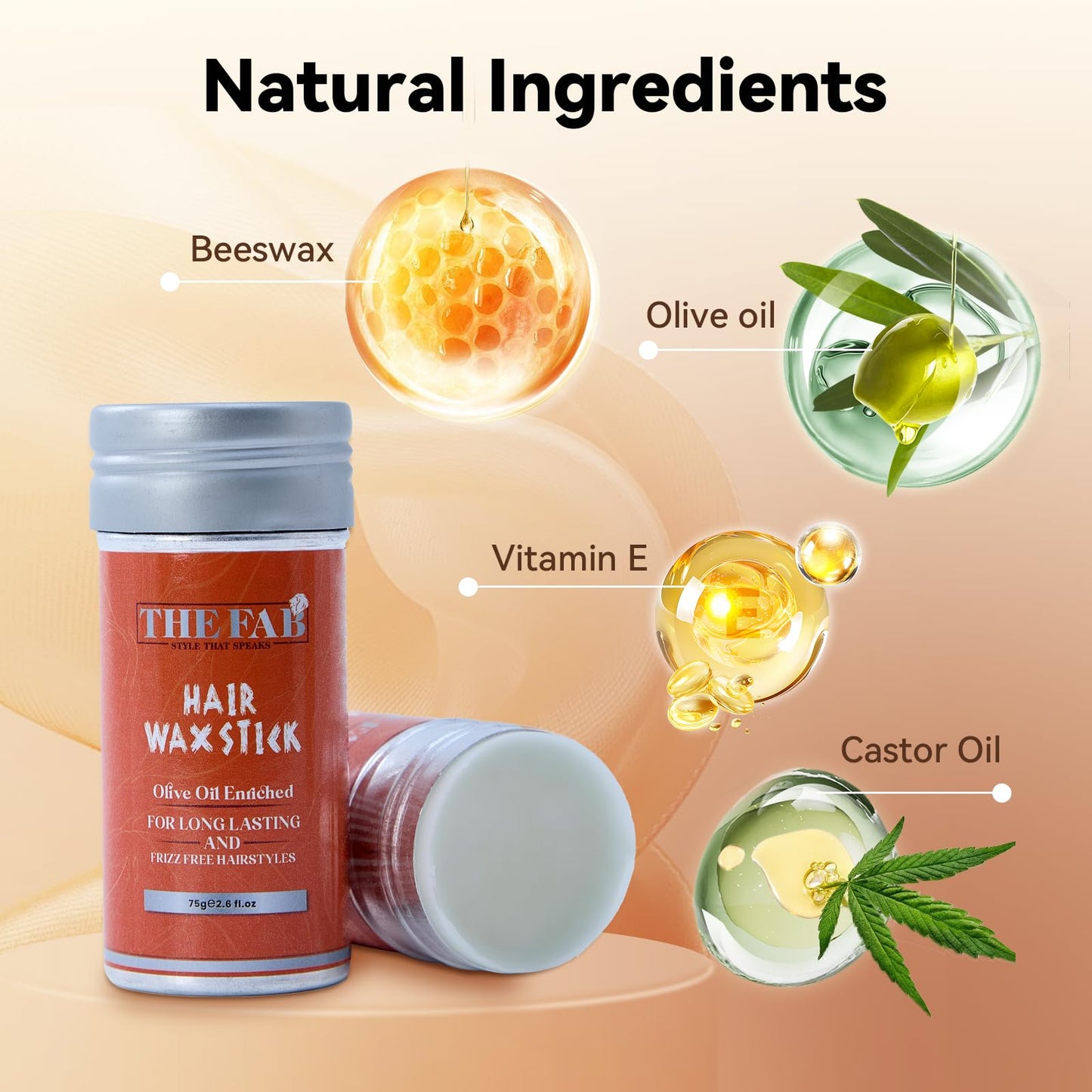 The Fab Hair Wax Stick for Women No Residue Scent Free Wax Stick for Hair Bun Maker –Tame Flyways, Non-Greasy Anti Frizz, All Day Hold, Pomade Edge Control Hair Stick Wax for Women & Kids