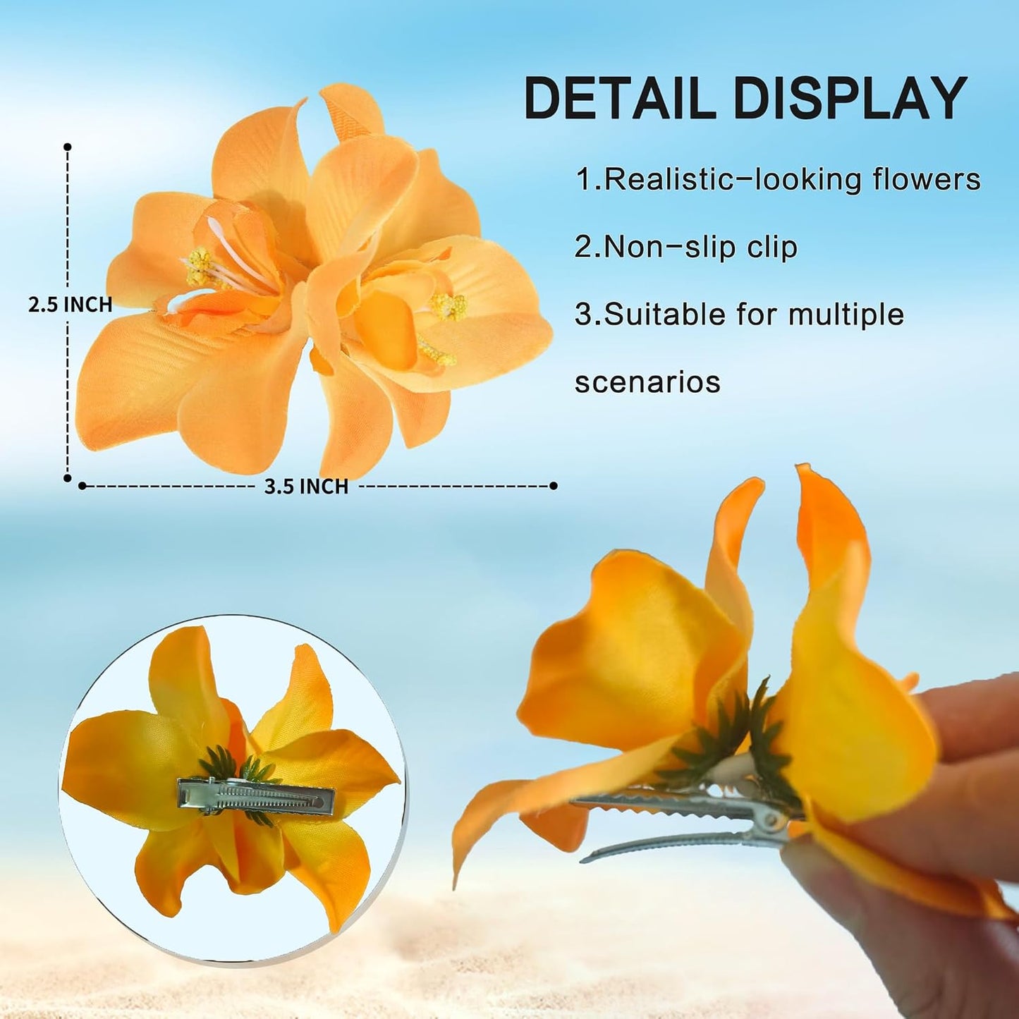 Hawaiian Flower Hair Clips - 8Pcs Bohemian Hibiscus Hair Accessories for Women | Tropical Style