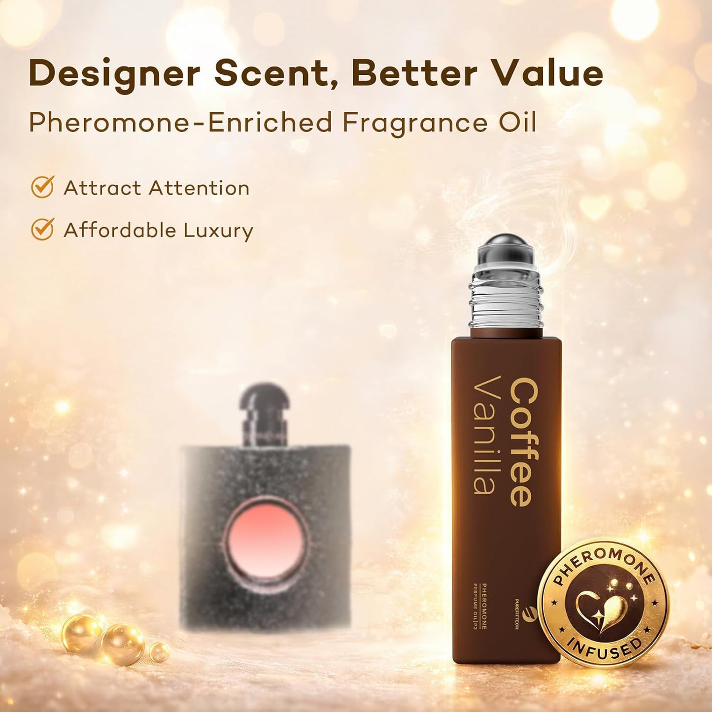 Long Lasting Perfume Oil for Women - Coffee Vanilla Scent Roll-On Fragrance | Travel Size 0.34 fl oz (10ml)