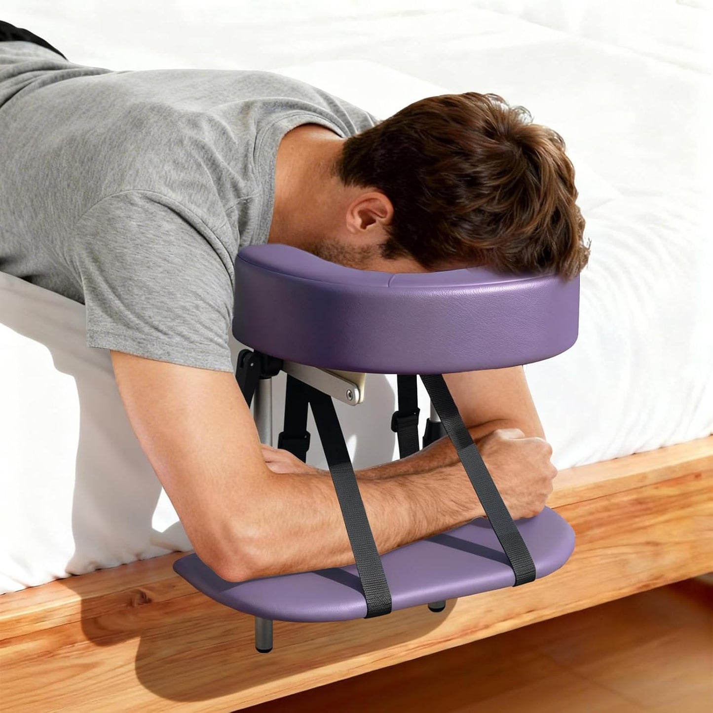 Universal Face Cradle Cushion - Linens Head Rest for Massage Tables | Adjustable 5.5-17.7 Inches (Purple)