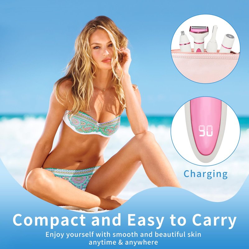 Beanify Wet & Dry Electric Razor for Women Men,4 in 1 Rechargeable Led Display Electric Shaver and Facial Hair Remover,Painless Ladies Body Razors for Nose Face Body Leg Bikini Arm Hair (Purple)
