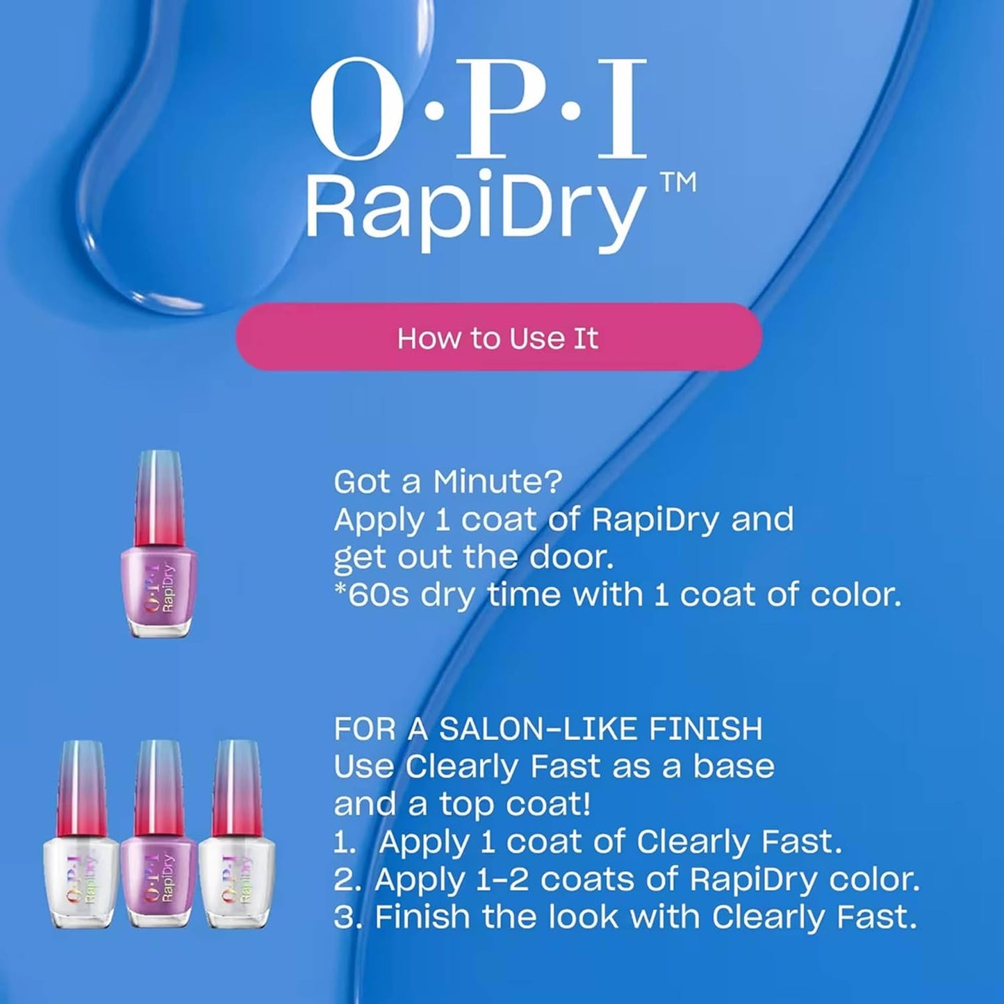 OPI RapiDry Quick Dry Nail Polish - Crème & Shimmer Finishes | Smudge Proof & Fast Drying in 60 Seconds | Vegan Formula