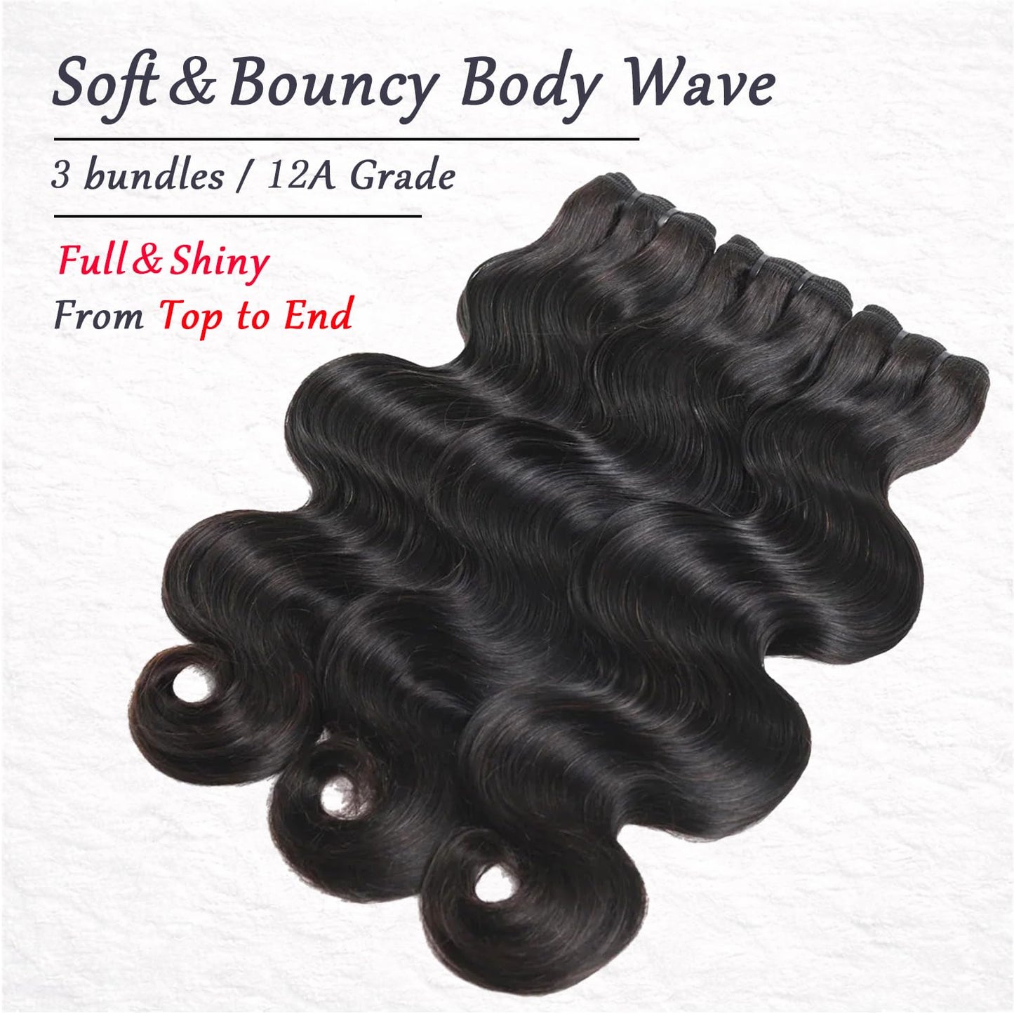 Body Wave Bundles Human Hair 20 20 20 Inch 14A Brazilian Hair 3 Bundles 100% Unprocessed Virgin Hair Sew in Extensions Natural Color No Tangle No Shedding