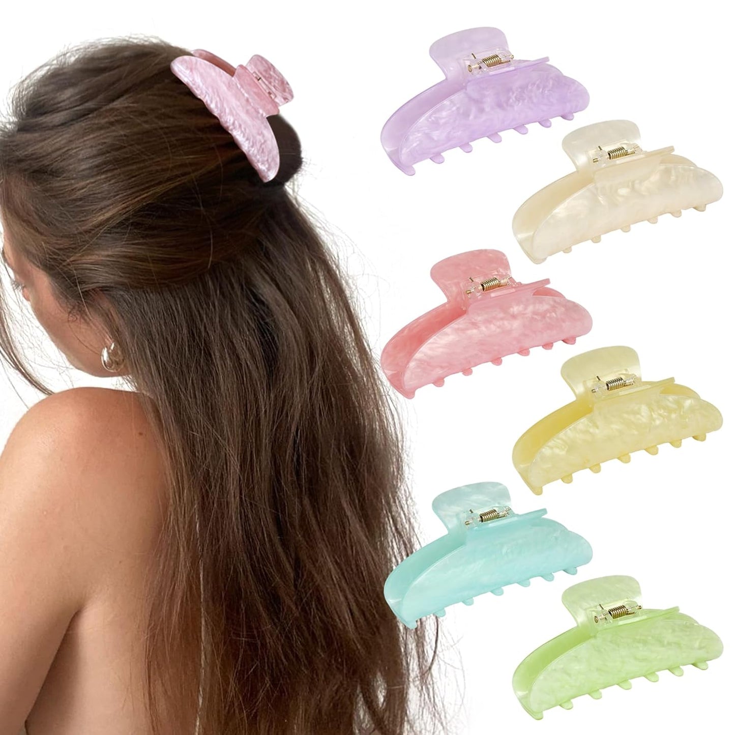 Big Hair Claw Clips - 5.1-Inch Jelly Clips for Long, Thick Hair | Set of 4
