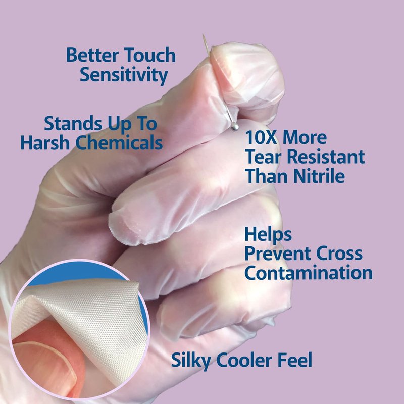 Protospheric Disposable Gloves - Stretch Poly Tough Cleaning Gloves - Non Latex - Clear Nitrile, Vinyl, Latex and Powder Free